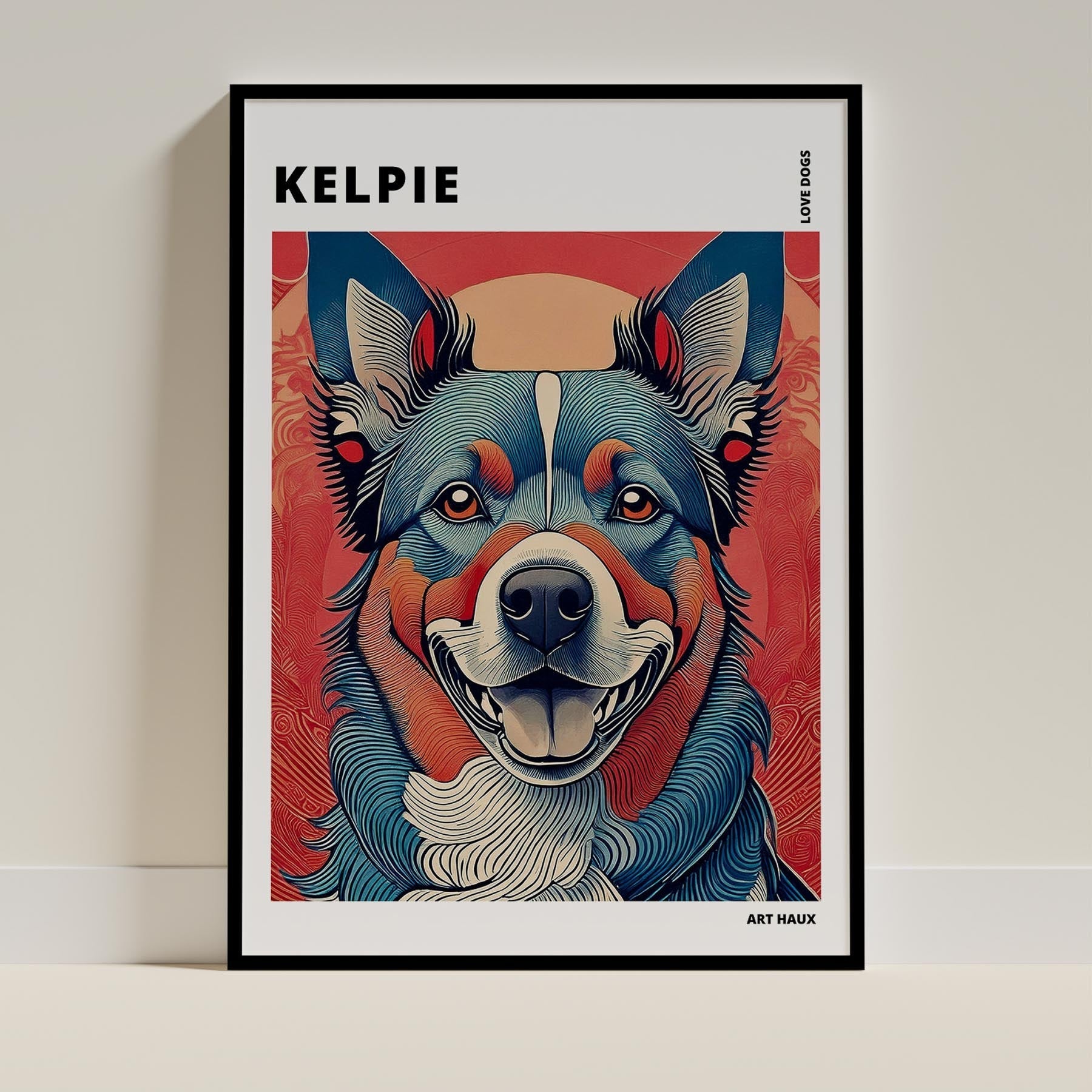 Kelpie Hokusai Japanese Inspired Dog Series with Text image 0