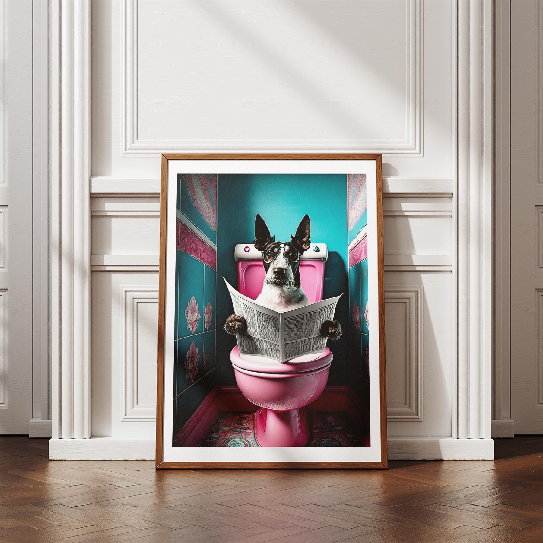 Fox Terrier Toilet Dogs PInk and Turquise image 4