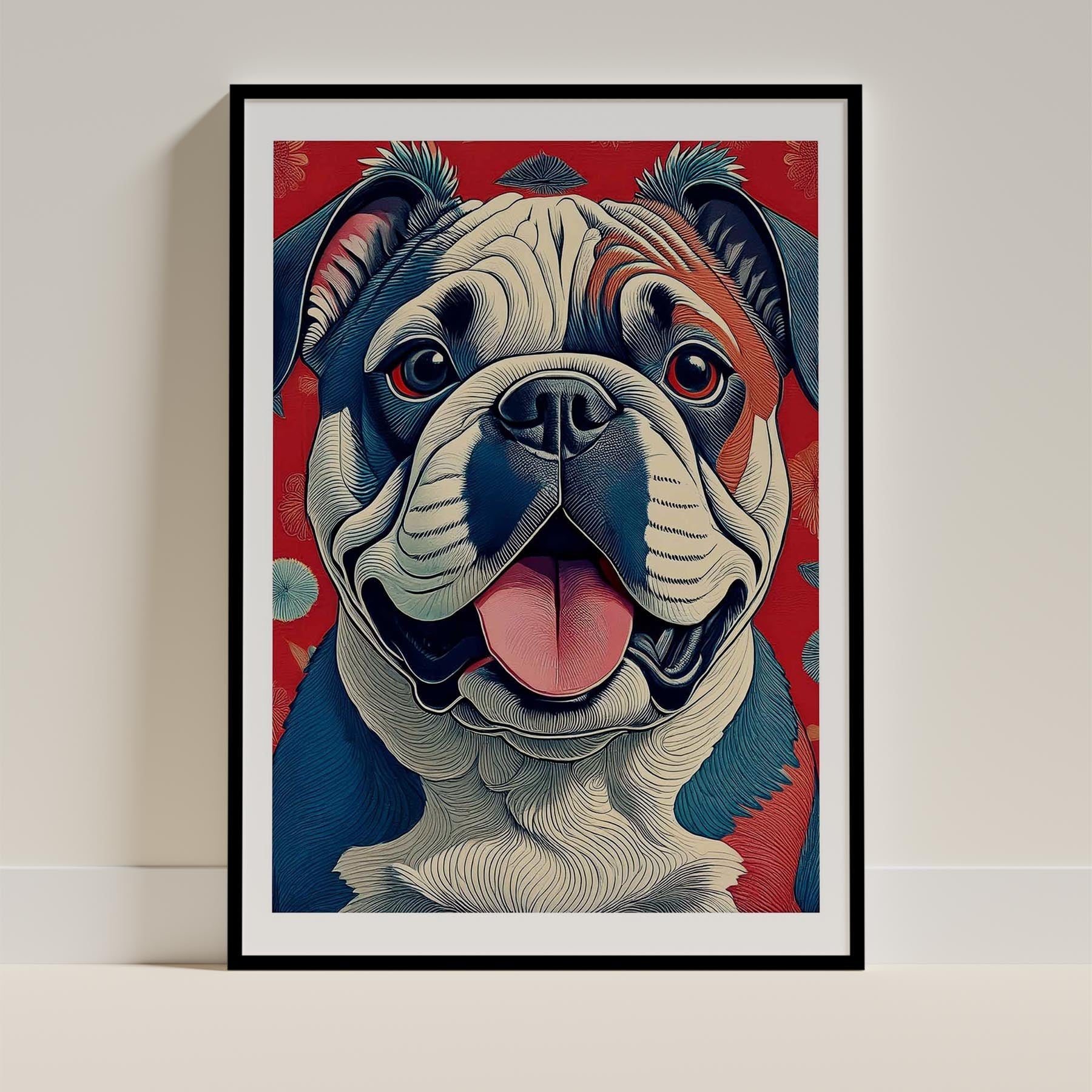 Bulldog Hokusai Japanese Inspired Dog Series image 0