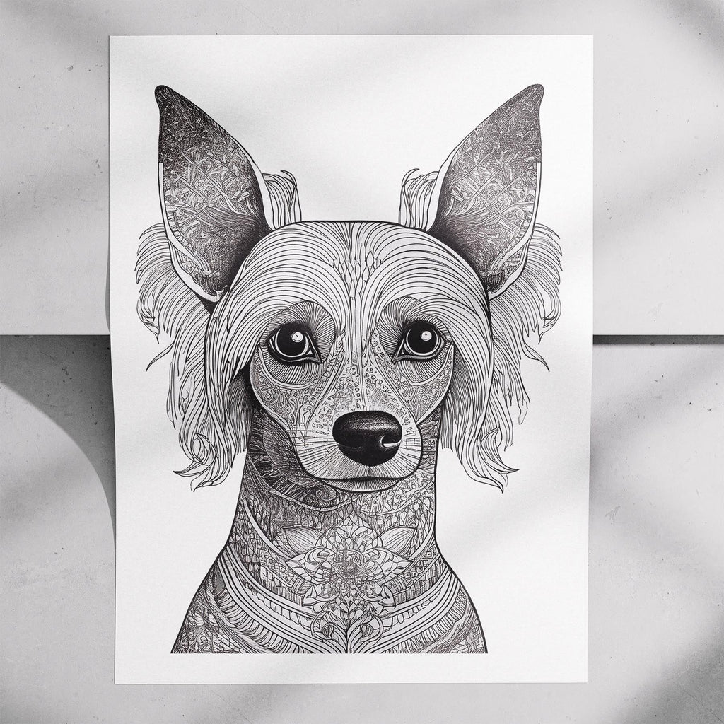 Chinese Crested Mandala Black and White Dog Series image 7
