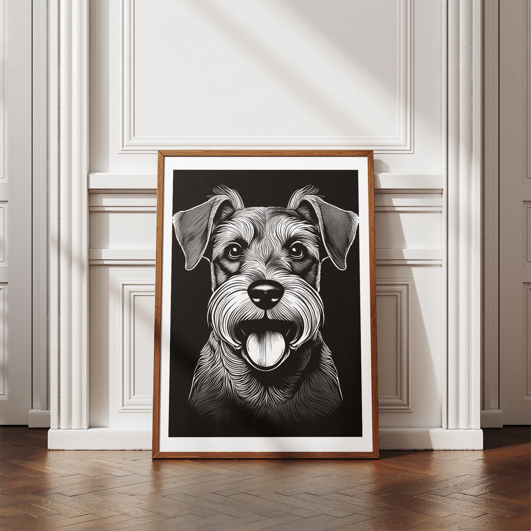 Schnauzer Line Dog Series in Black and White image 4