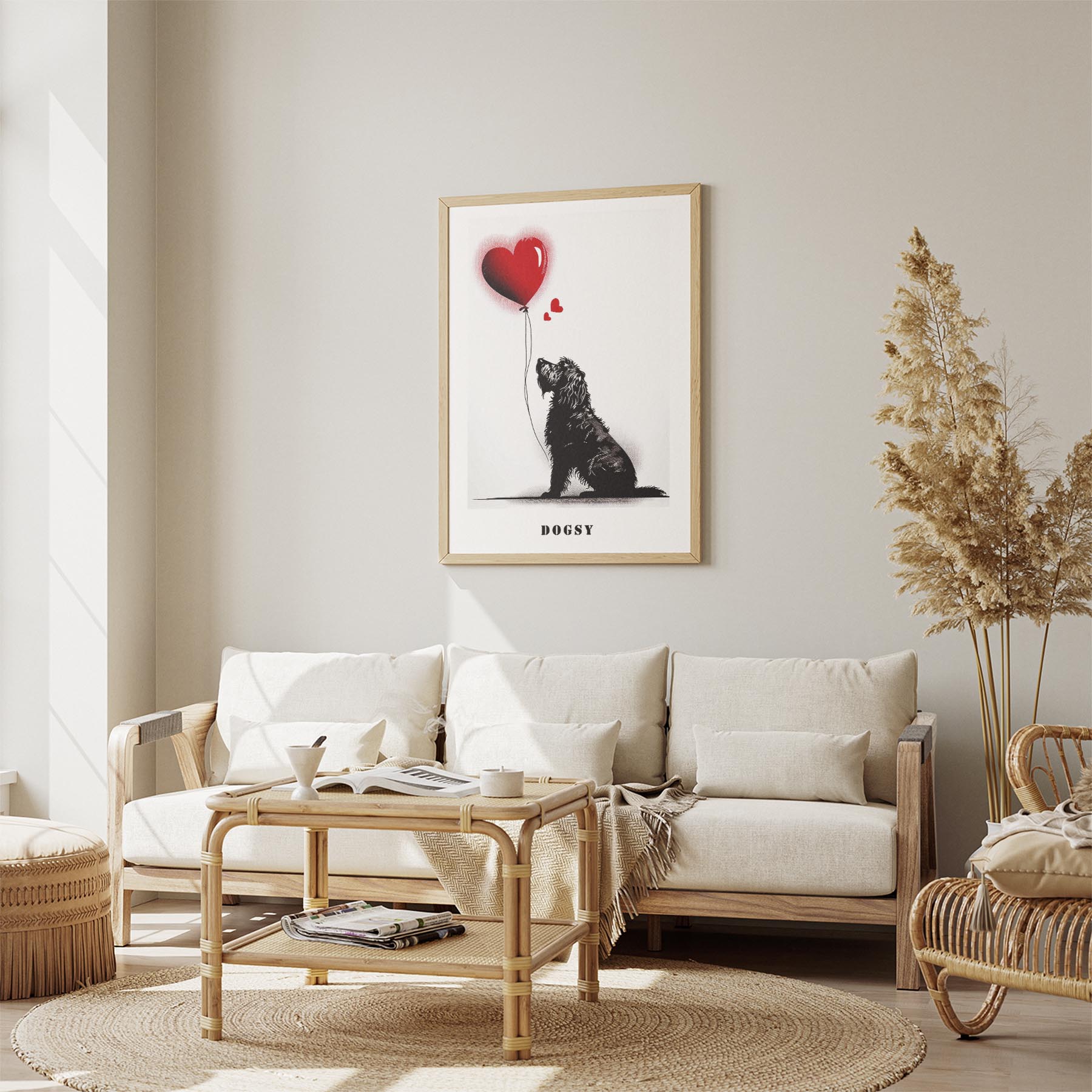 Old English Sheepdog DOGSY Series inspired by the Art of Banksy with text Dogsy image 2