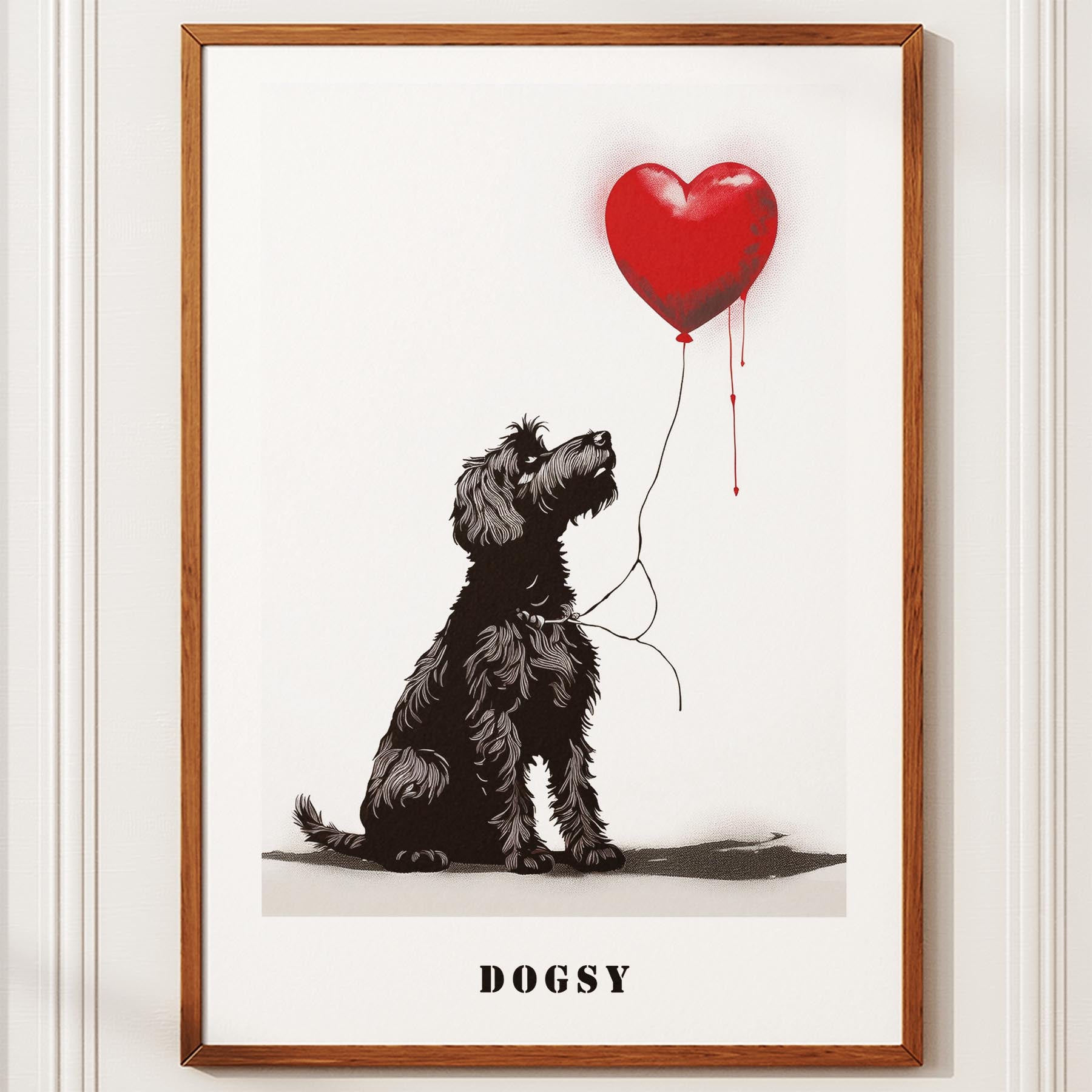 Black Russian Terrier DOGSY Series inspired by the Art of Banksy with text Dogsy image 10