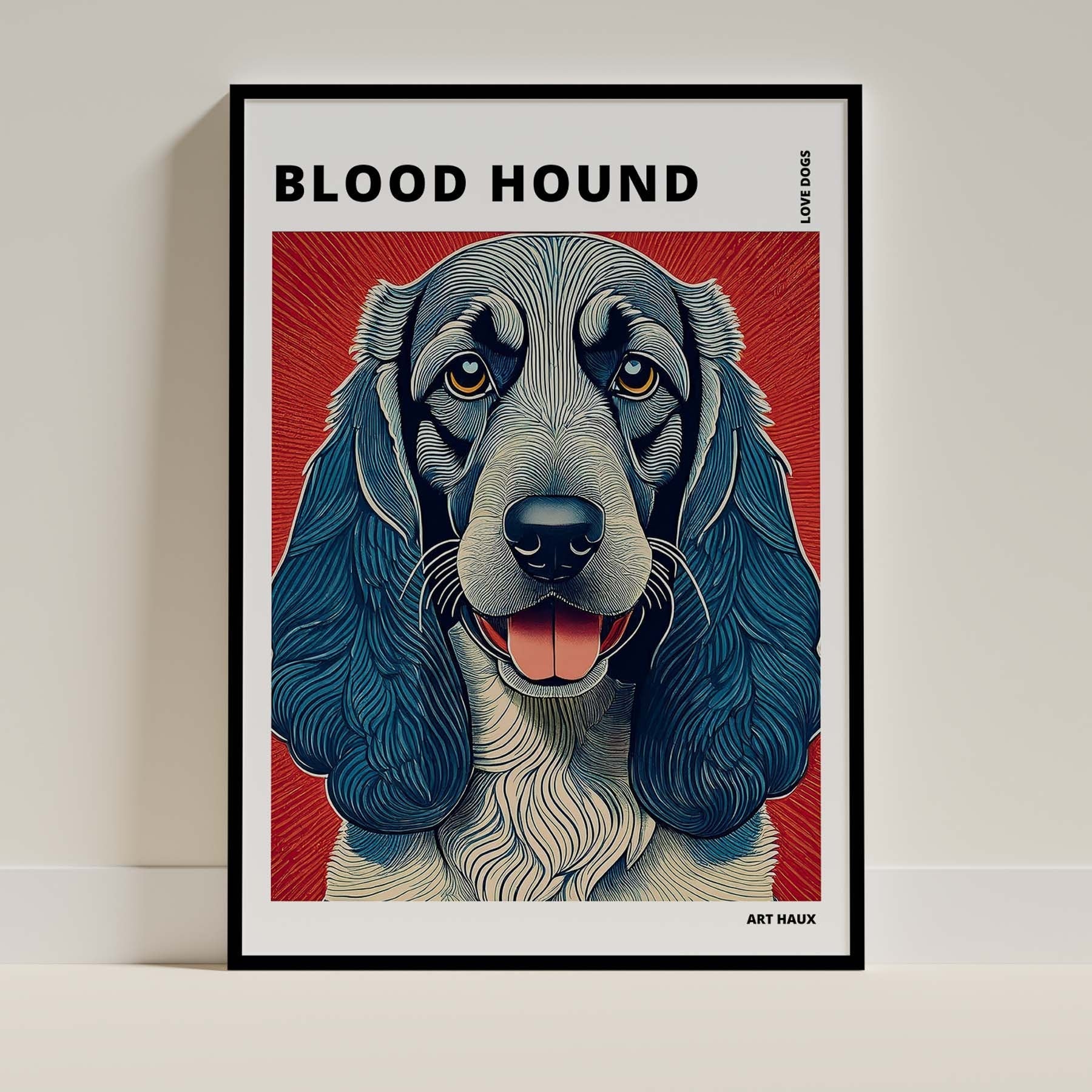 Bloodhound Hokusai Japanese Inspired Dog Series with Text image 0
