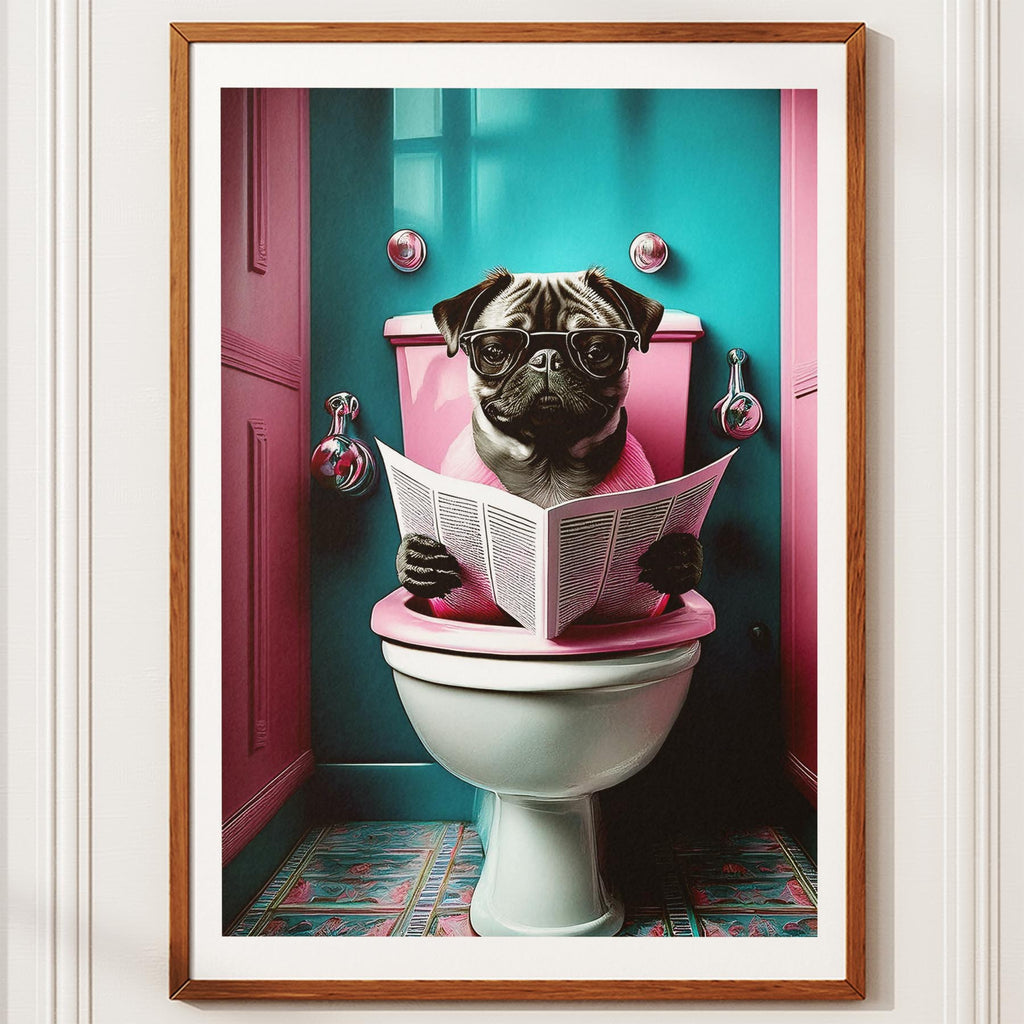 Pug Toilet Dogs PInk and Turquise image 10