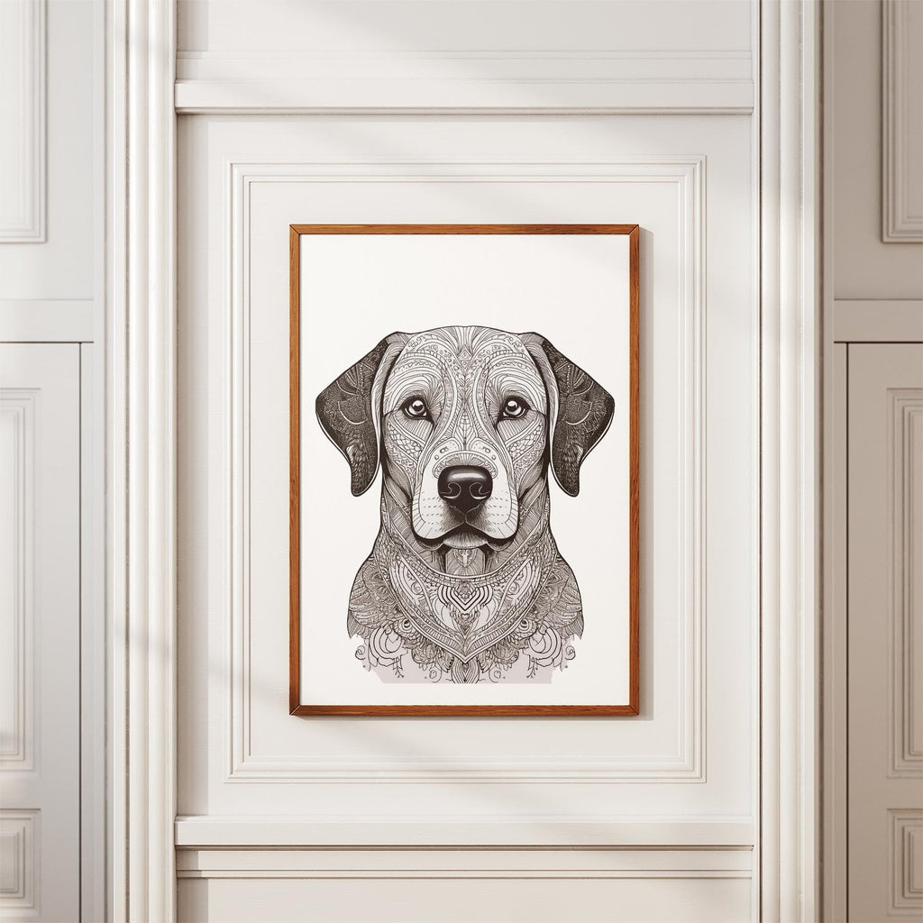 Labrador Retriever Mandala Black and White Dog Series image 3