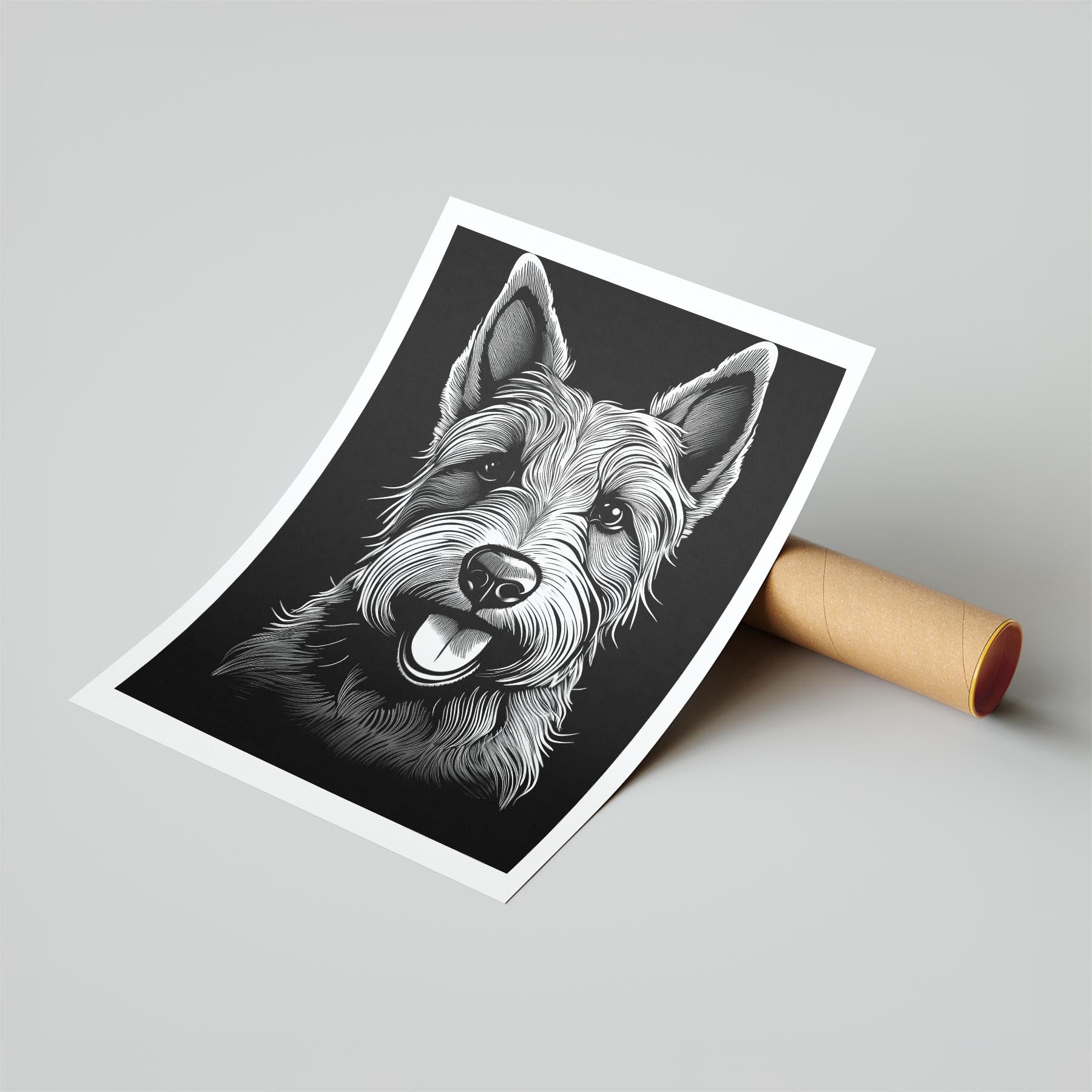Scottish Terrier Line Dog Series in Black and White image 6
