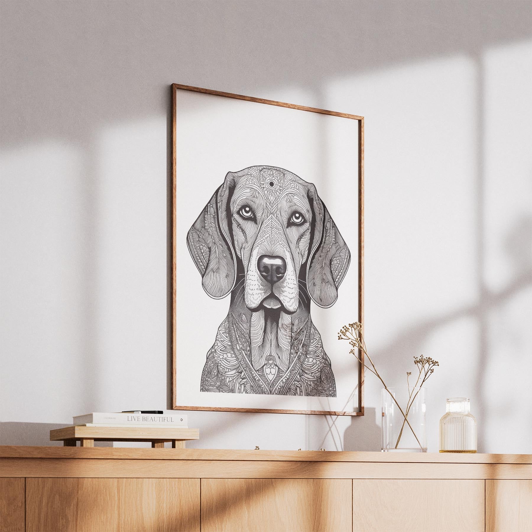 Bloodhound Mandala Black and White Dog Series image 5