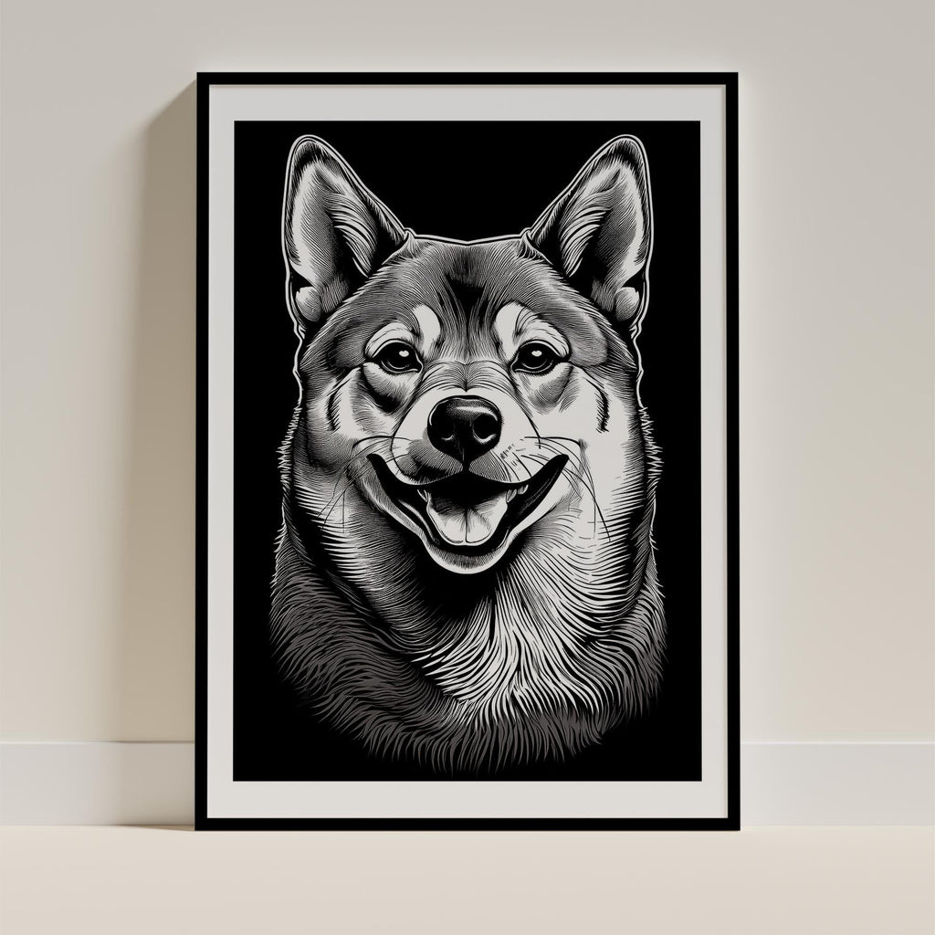 Shiba Line Dog Series in Black and White image 0