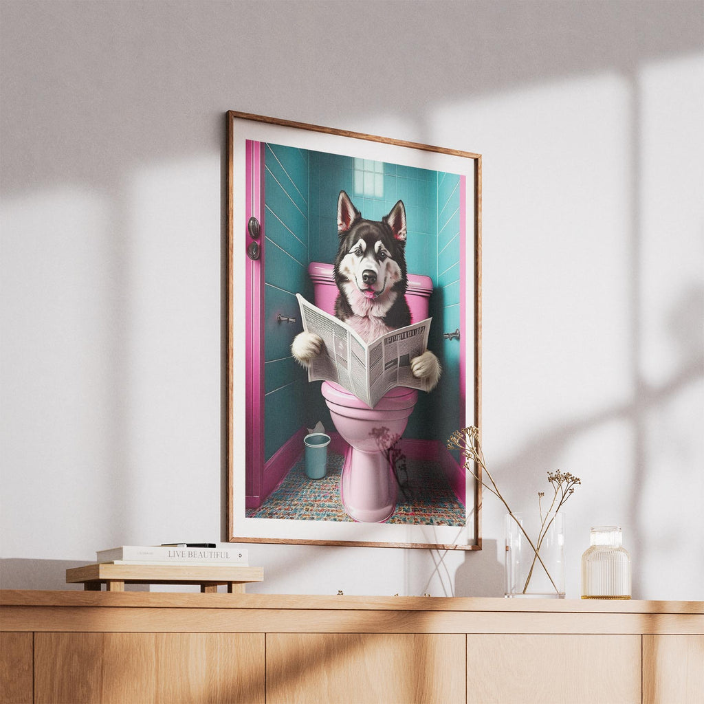 Alaskan Malamute Toilet Dogs PInk and Turquise image 5