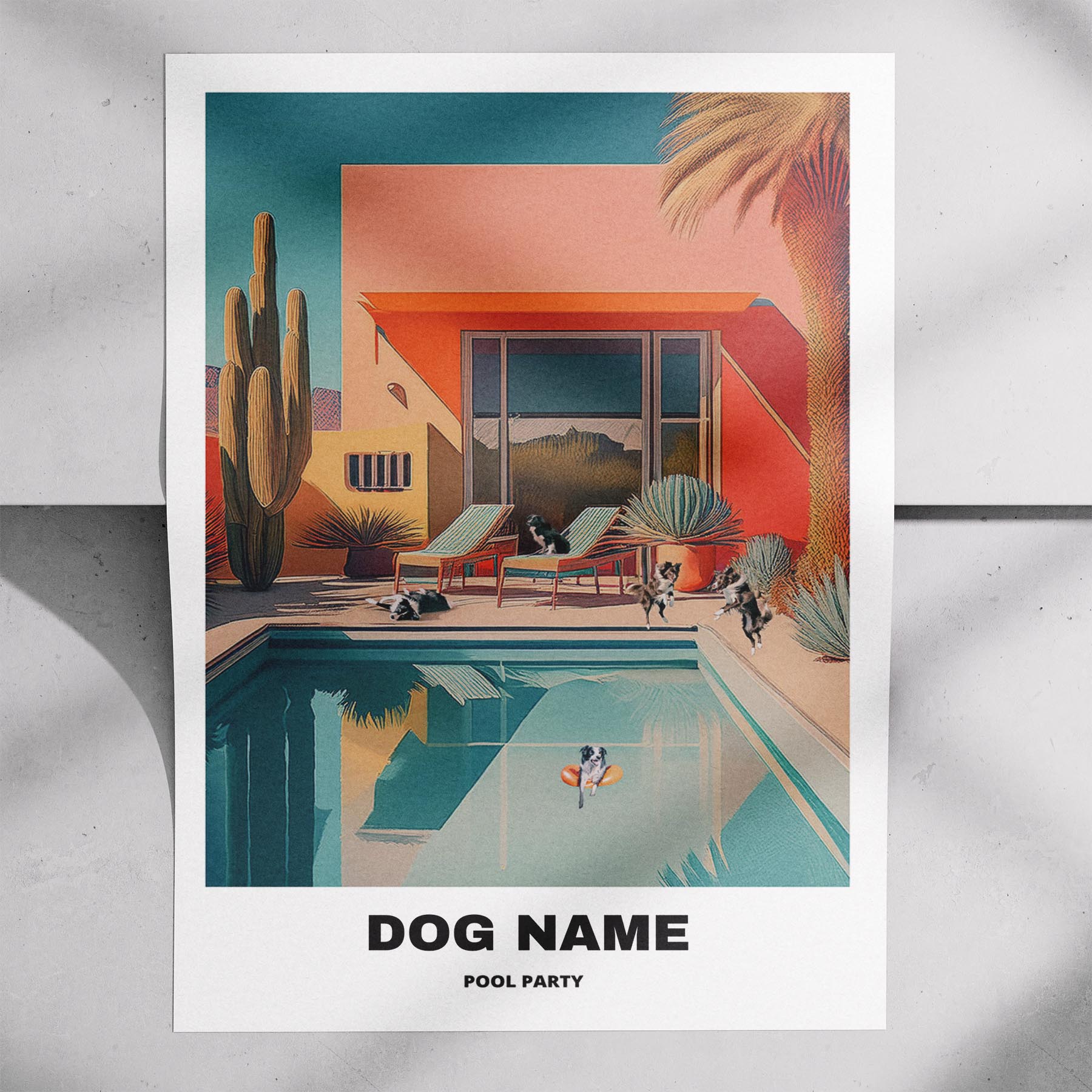 Border Collie Custom Pool Party WITH TEXT image 7