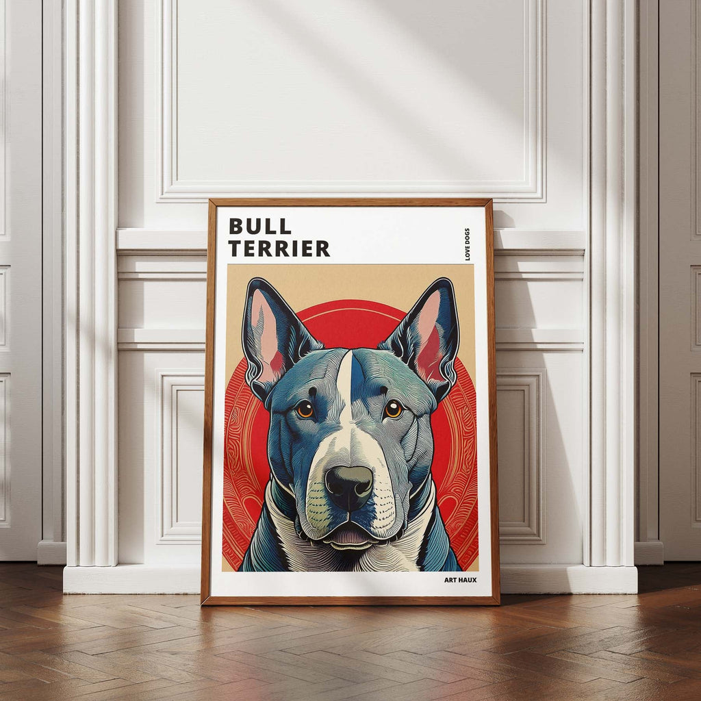 Bull Terrier Hokusai Japanese Inspired Dog Series with Text image 4