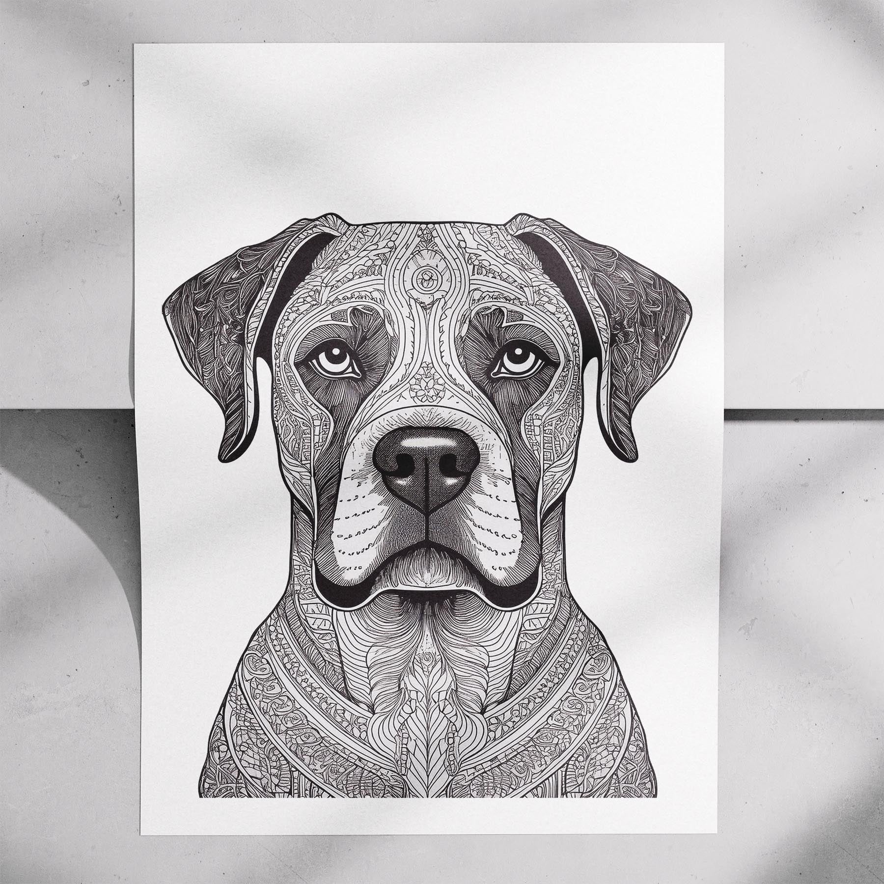Boxer Mandala Black and White Dog Series image 7
