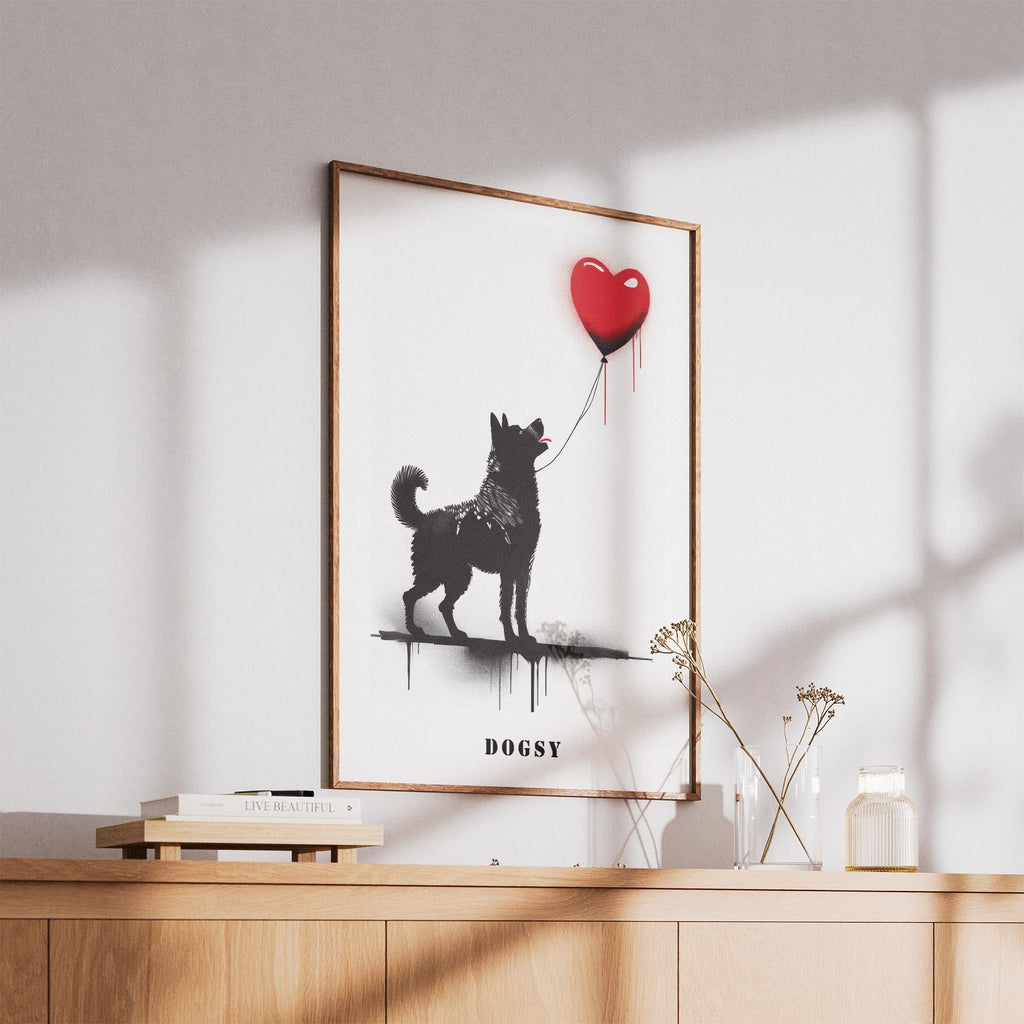 Akita Inu DOGSY Series inspired by the Art of Banksy with text Dogsy image 5