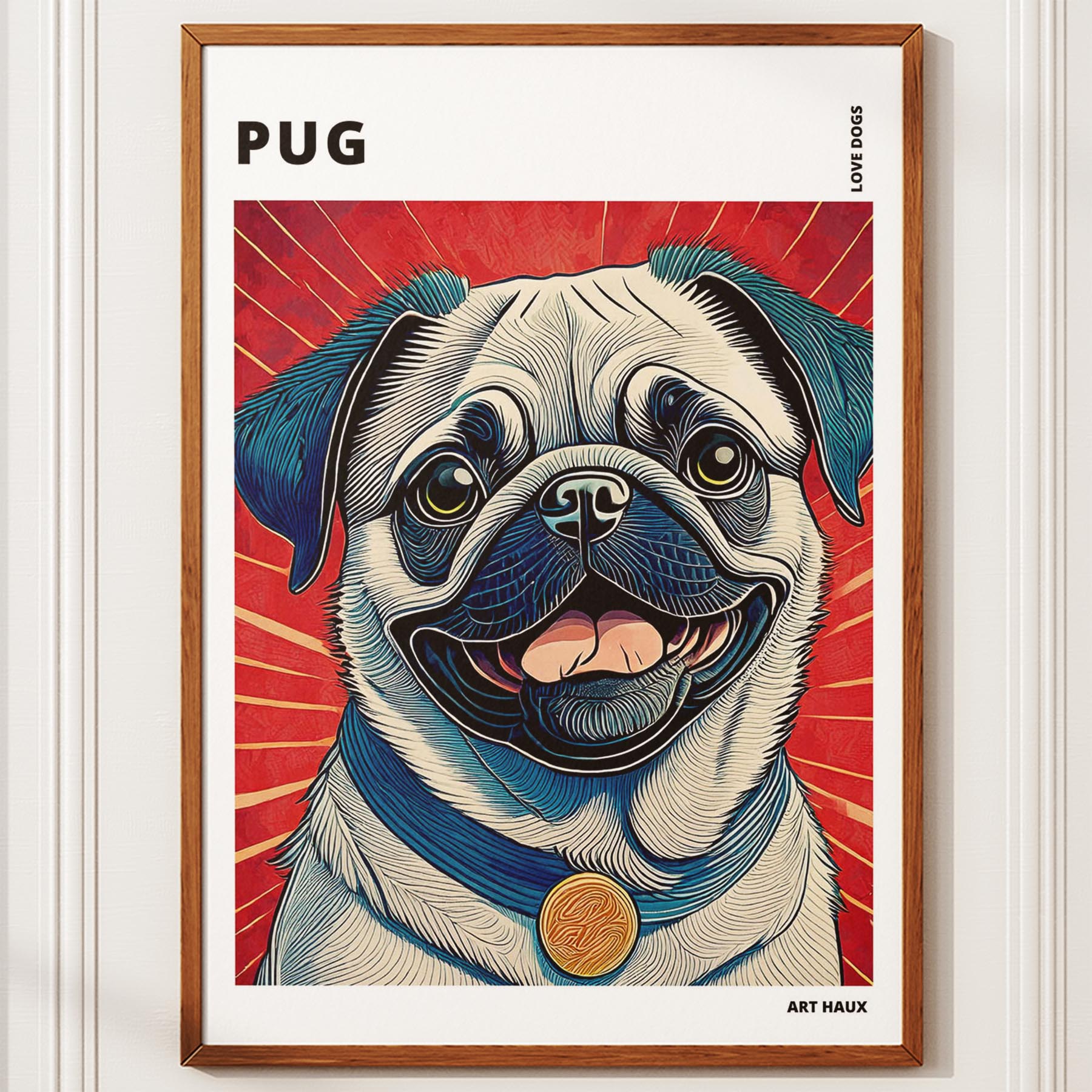 Pug Hokusai Japanese Inspired Dog Series with Text image 9