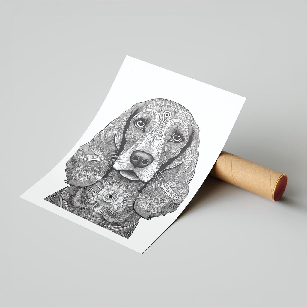 Cocker Spaniel Mandala Black and White Dog Series image 6