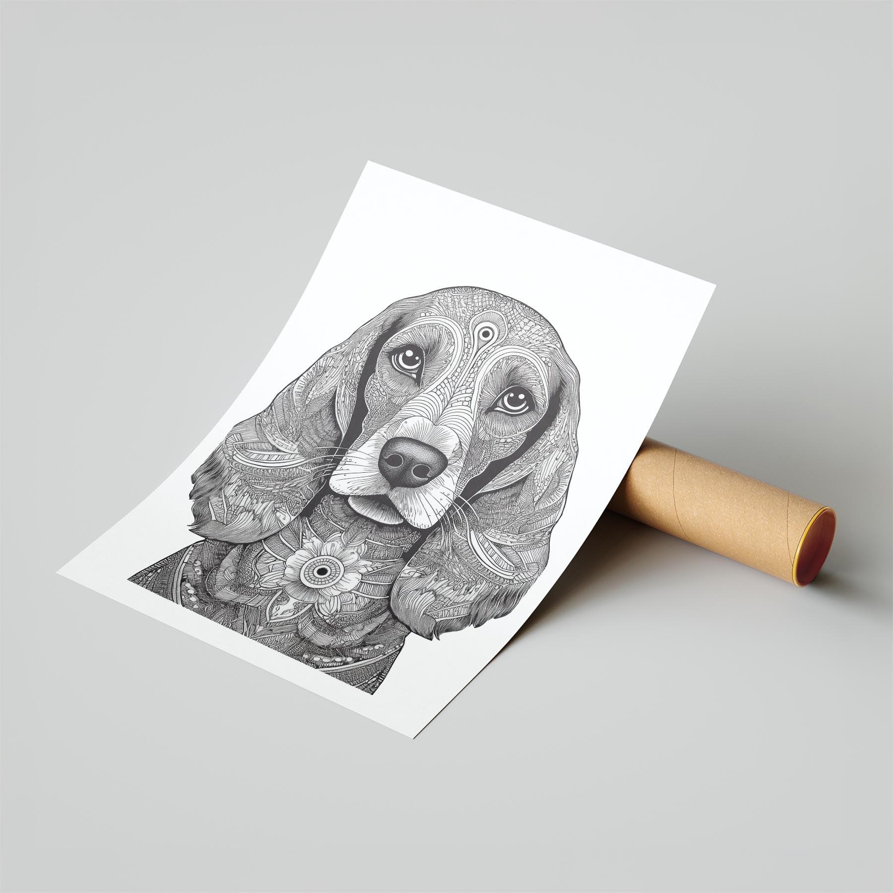 Cocker Spaniel Mandala Black and White Dog Series image 6