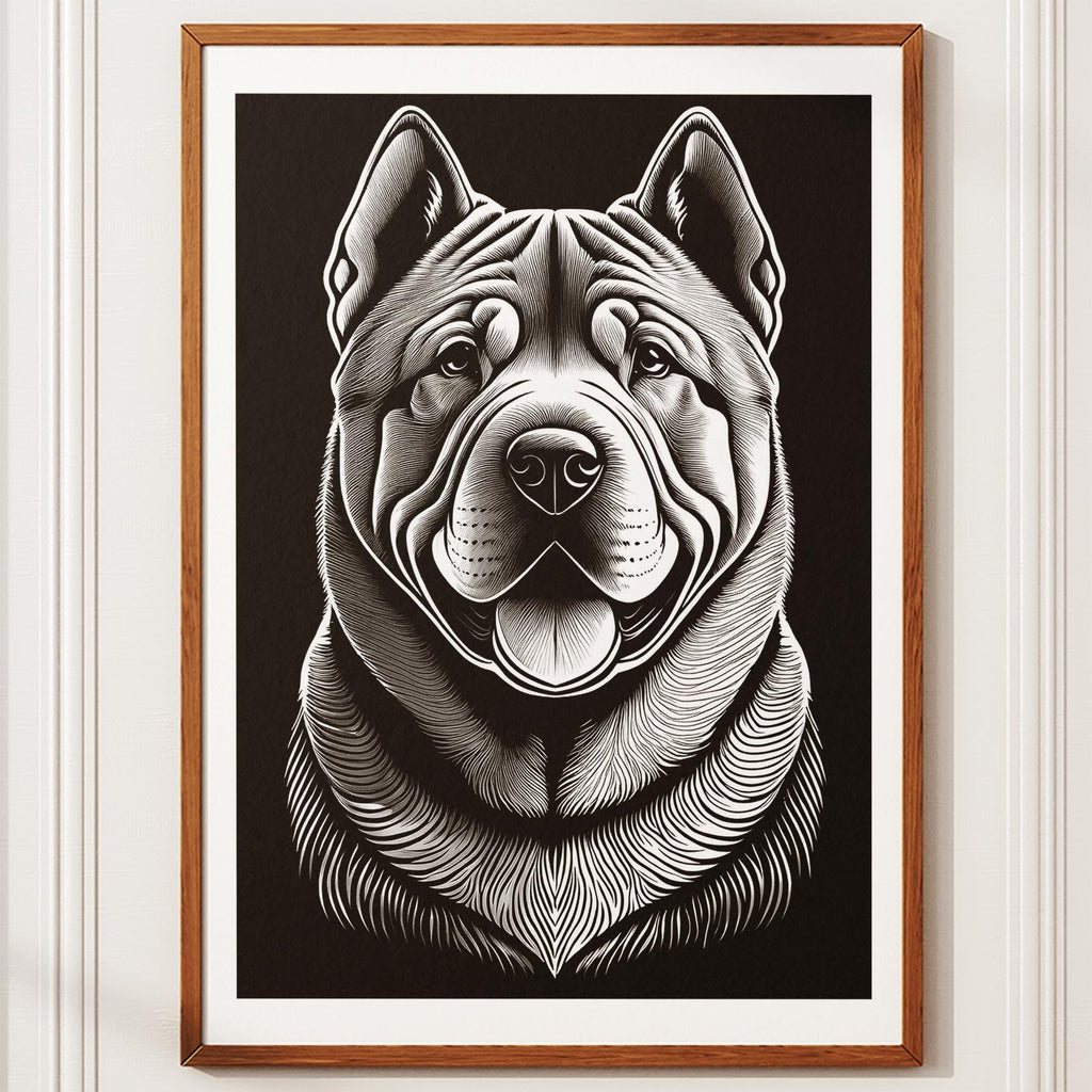 Shar Pei Line Dog Series in Black and White image 10
