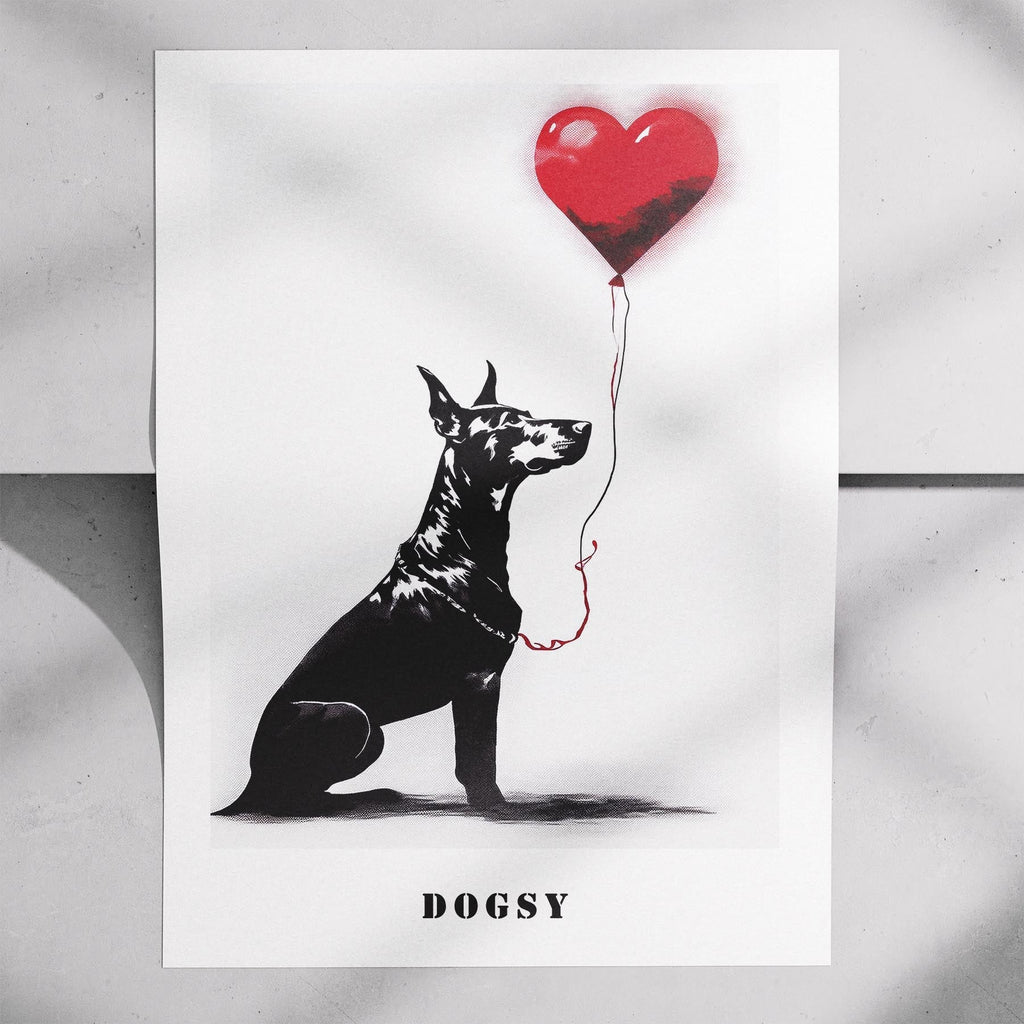Doberman DOGSY Series inspired by the Art of Banksy with text Dogsy image 7