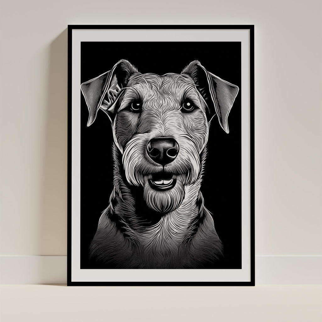 Airedale Line Dog Series in Black and White image 0