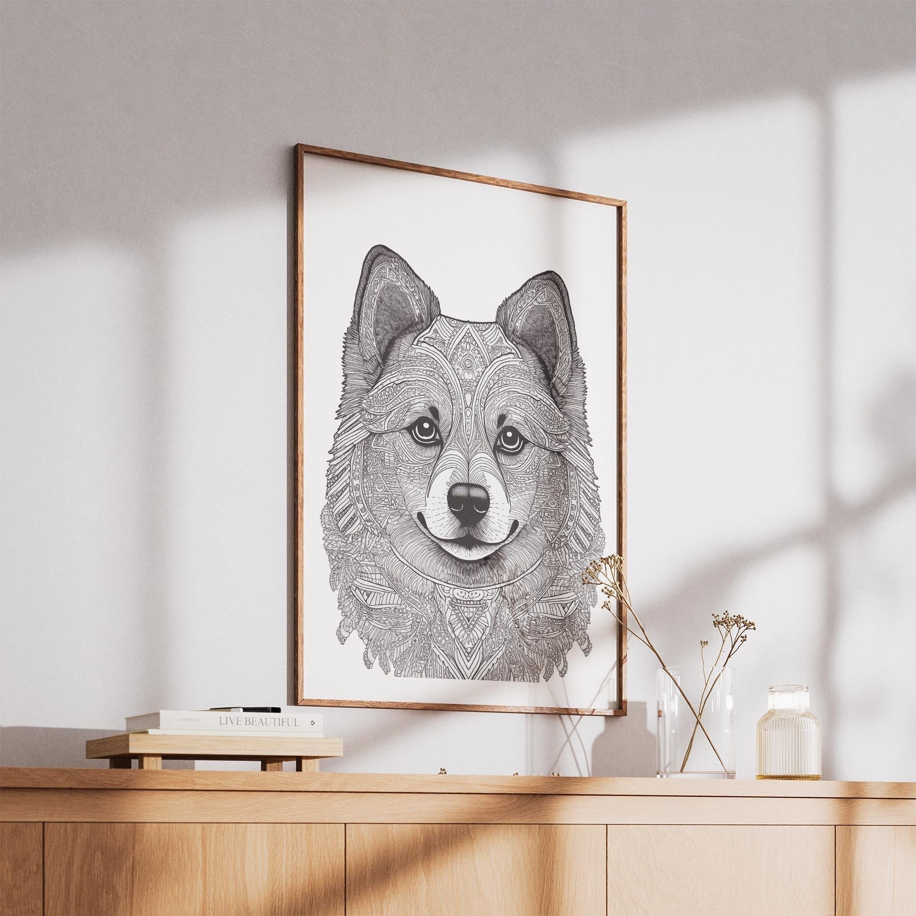 Pomeranian Mandala Black and White Dog Series image 5