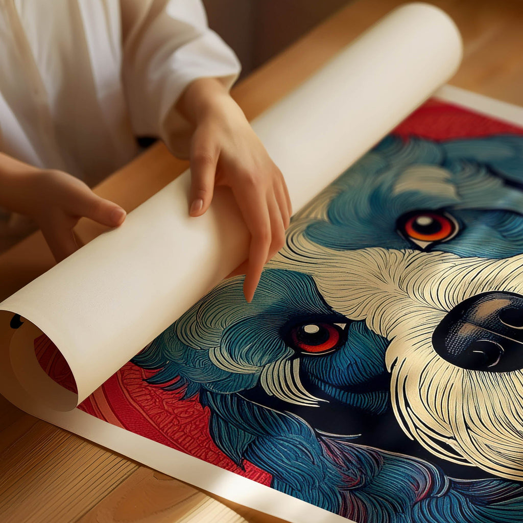 Cavoodle Hokusai Japanese Inspired Dog Series with Text image 1