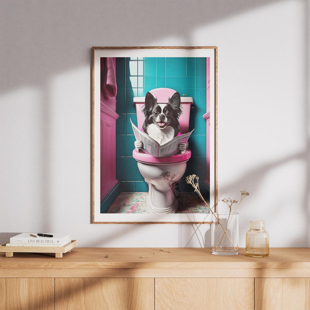 Japanese Chin Toilet Dogs PInk and Turquise image 8