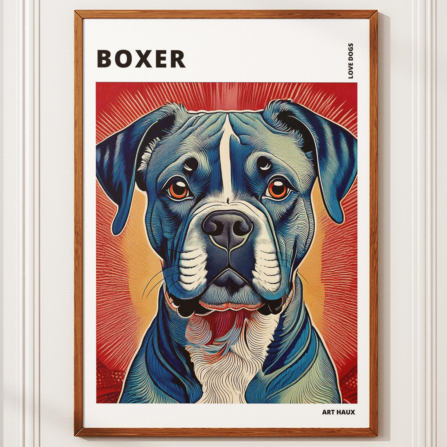 Boxer Hokusai Japanese Inspired Dog Series with Text image 9