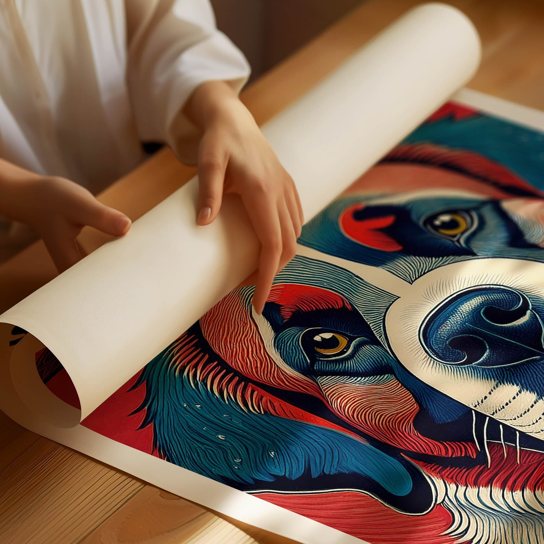 Saint Bernard Hokusai Japanese Inspired Dog Series with Text image 1