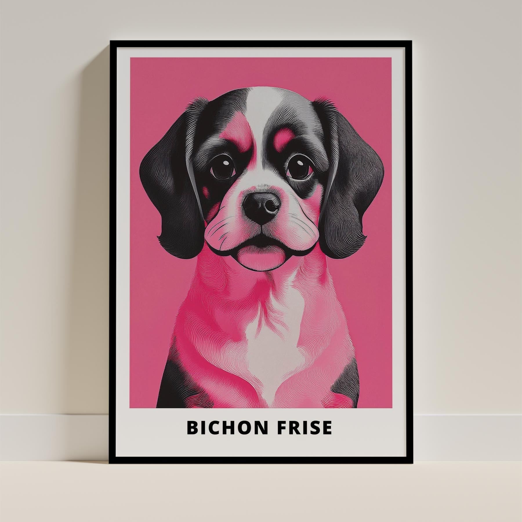 Bichon Frise Pink and Black Dog Series image 0