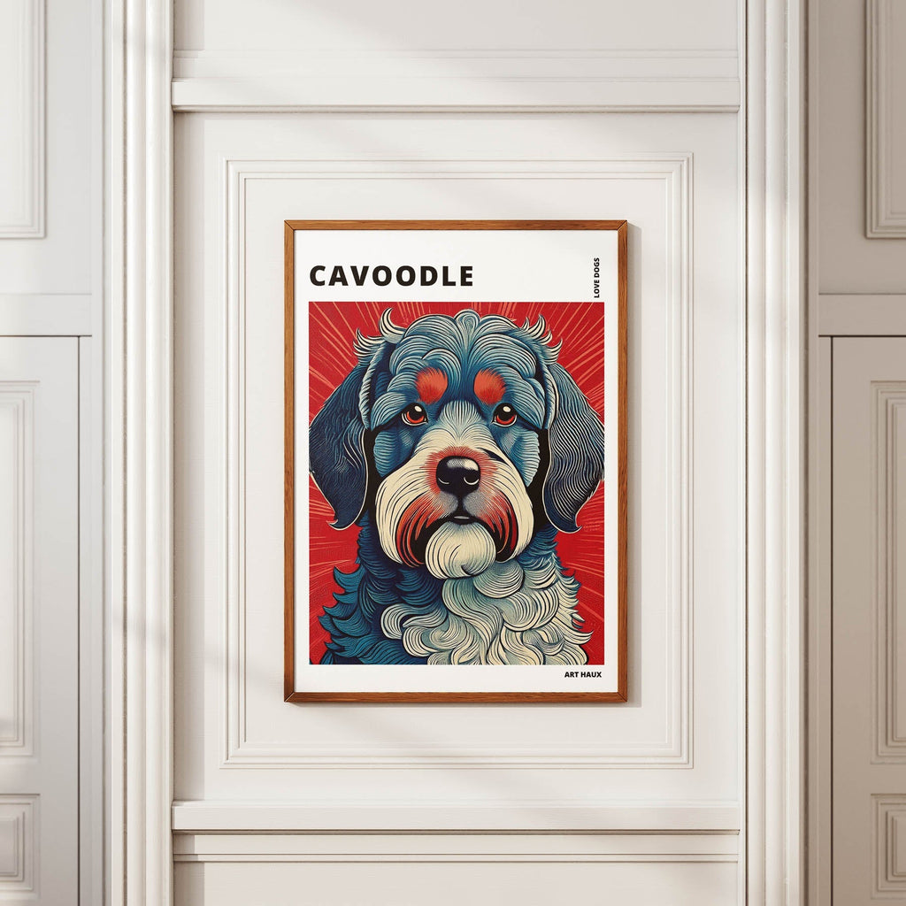 Cavoodle Hokusai Japanese Inspired Dog Series with Text image 3