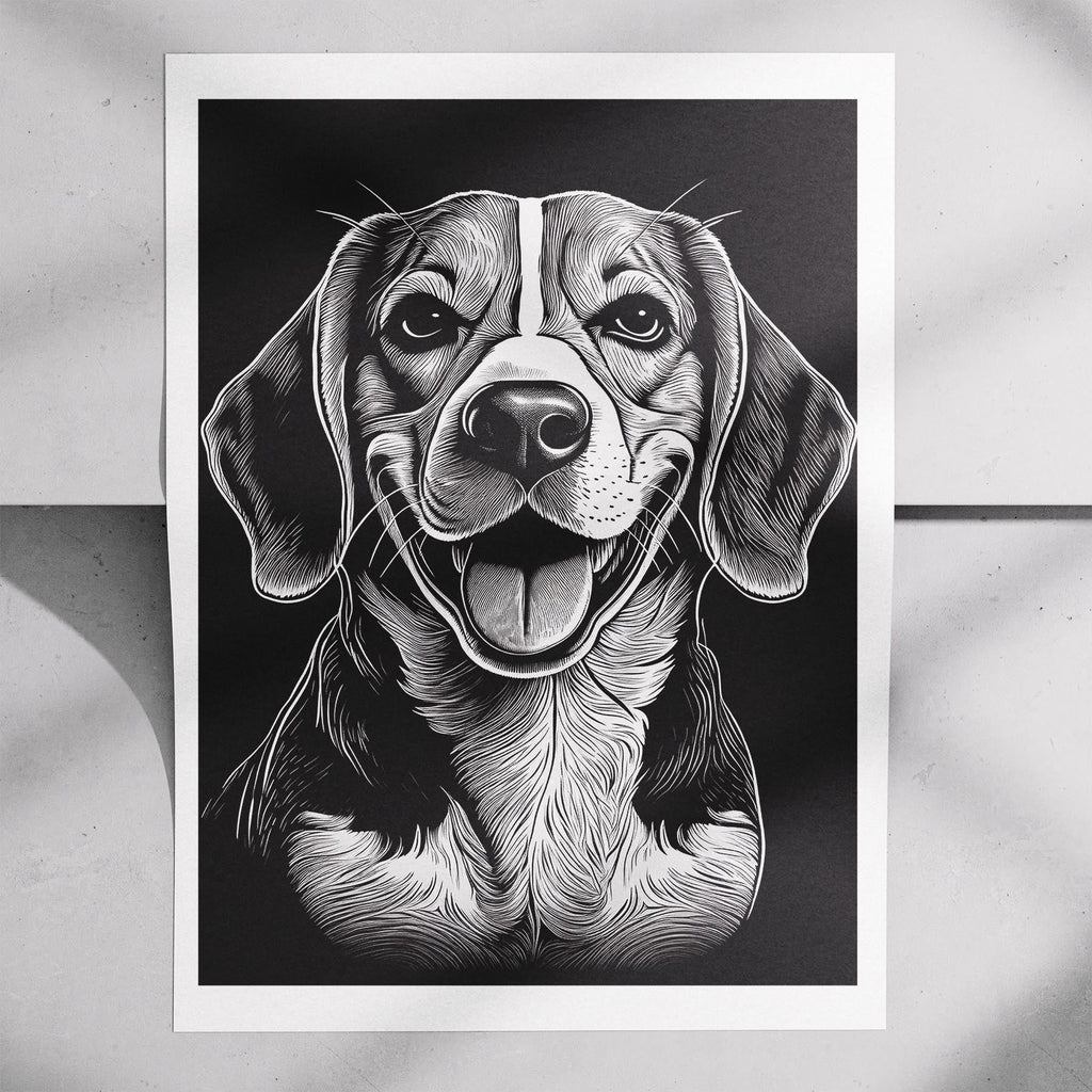 Beagle Line Dog Series in Black and White image 7