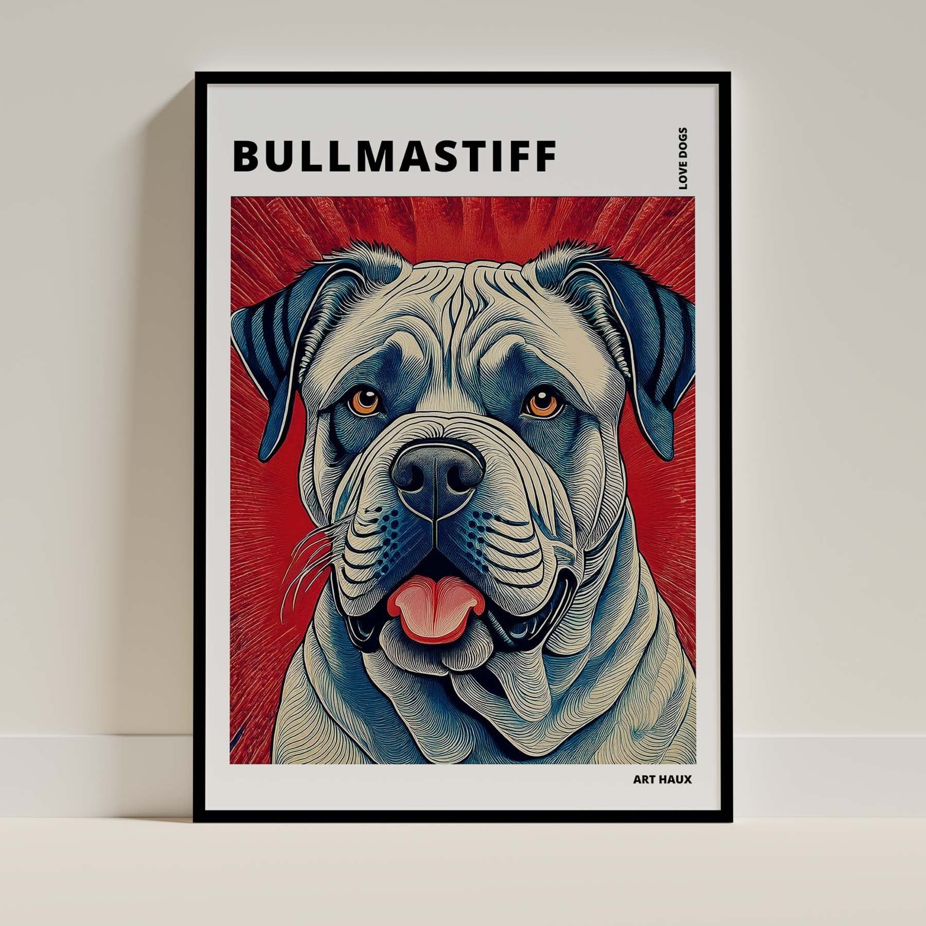 Bullmastiff Hokusai Japanese Inspired Dog Series with Text image 0