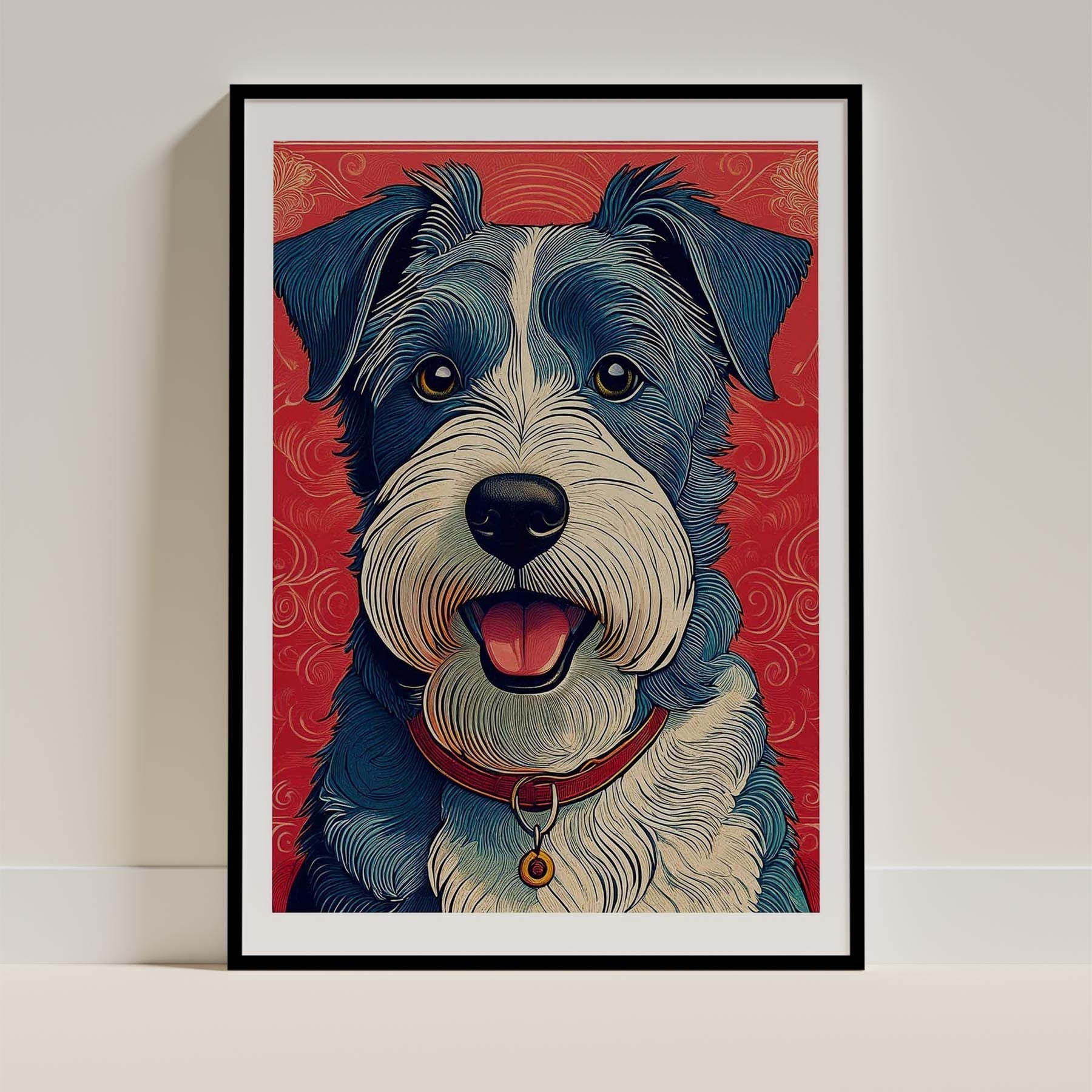 Fox Terrier Hokusai Japanese Inspired Dog Series 1 image 0