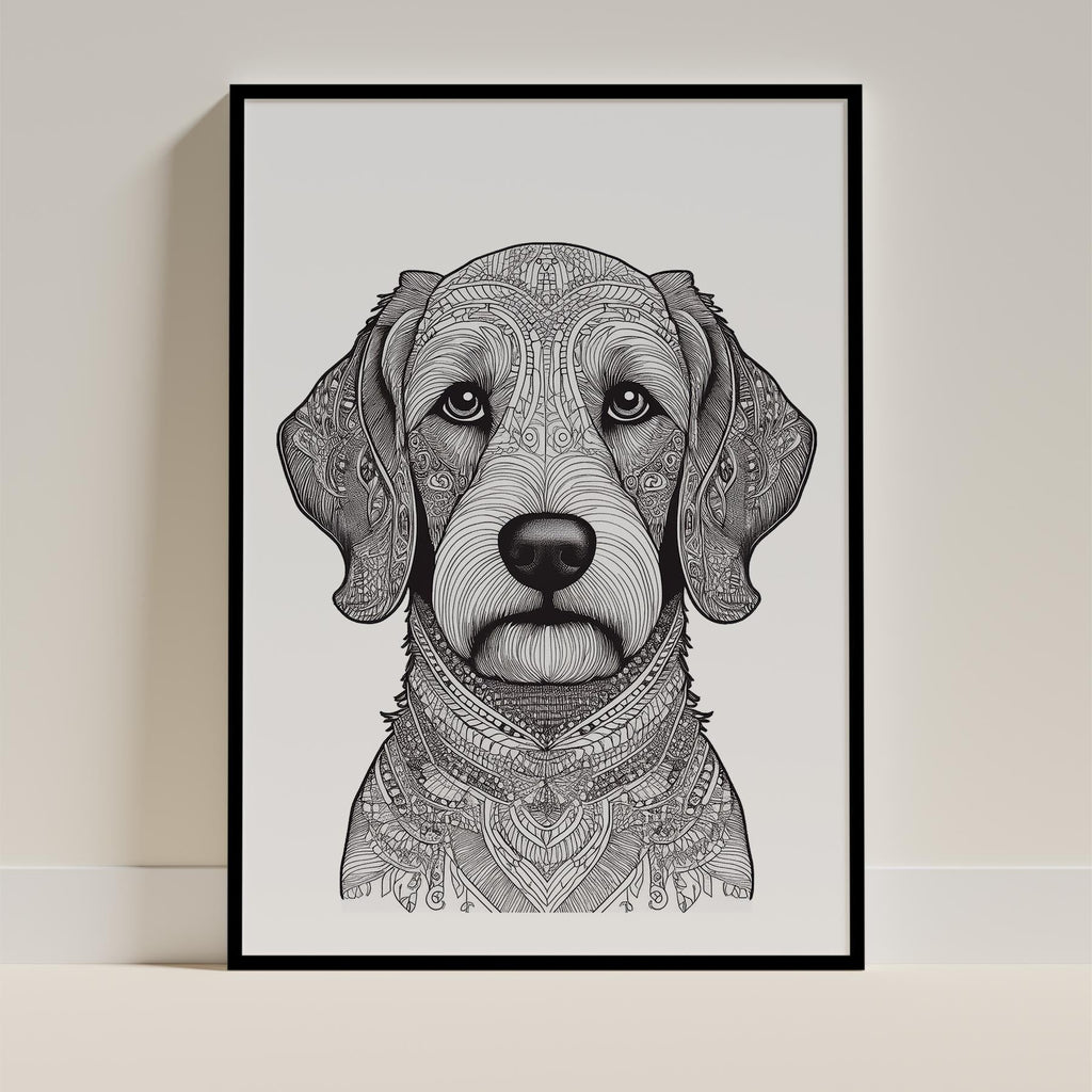 Groodle Mandala Black and White Dog Series image 0
