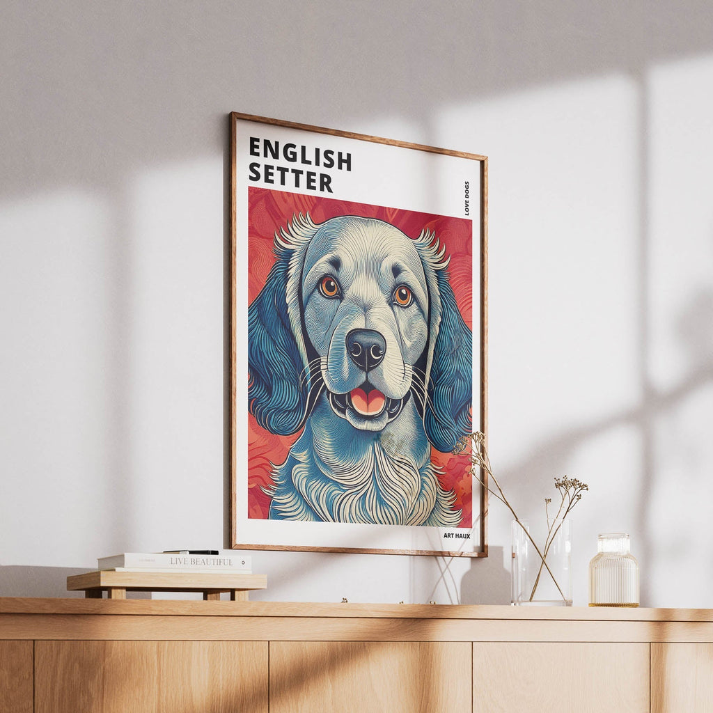 English Setter Hokusai Japanese Inspired Dog Series with Text image 5