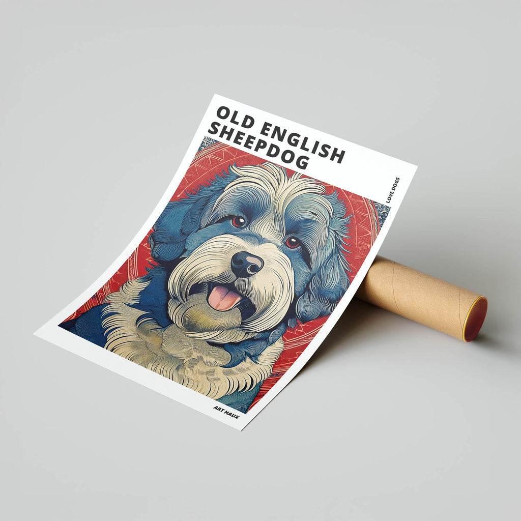 Old English Sheepdog Hokusai Japanese Inspired Dog Series with Text image 6
