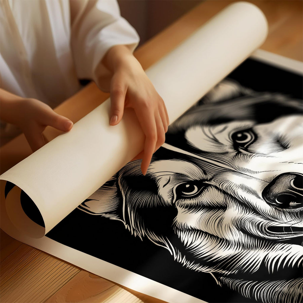 Siberian Husky Line Dog Series in Black and White image 1