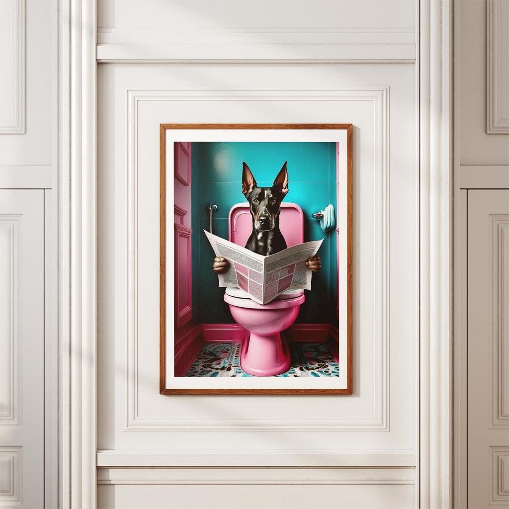 Doberman Toilet Dogs PInk and Turquise image 3