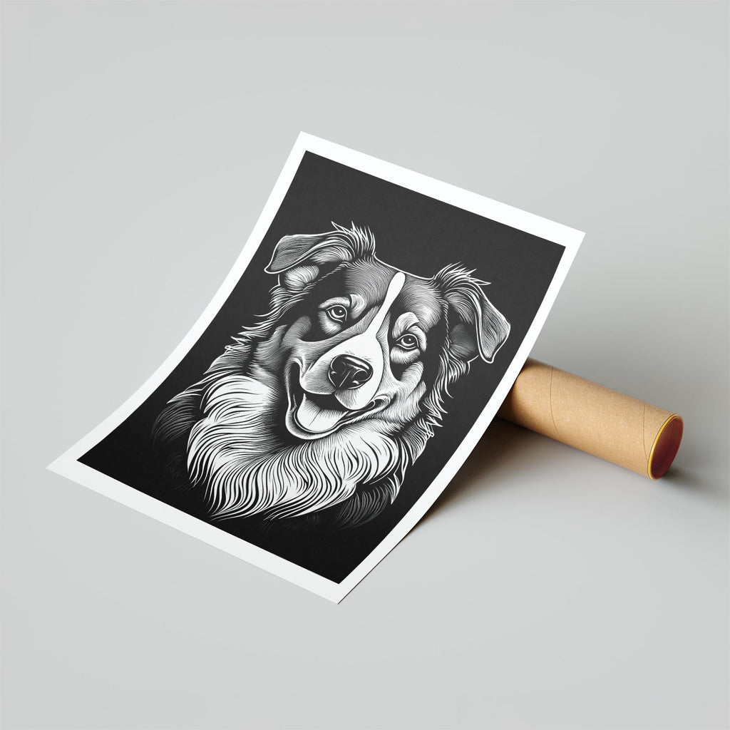 Australian Shepherd Line Dog Series in Black and White image 6