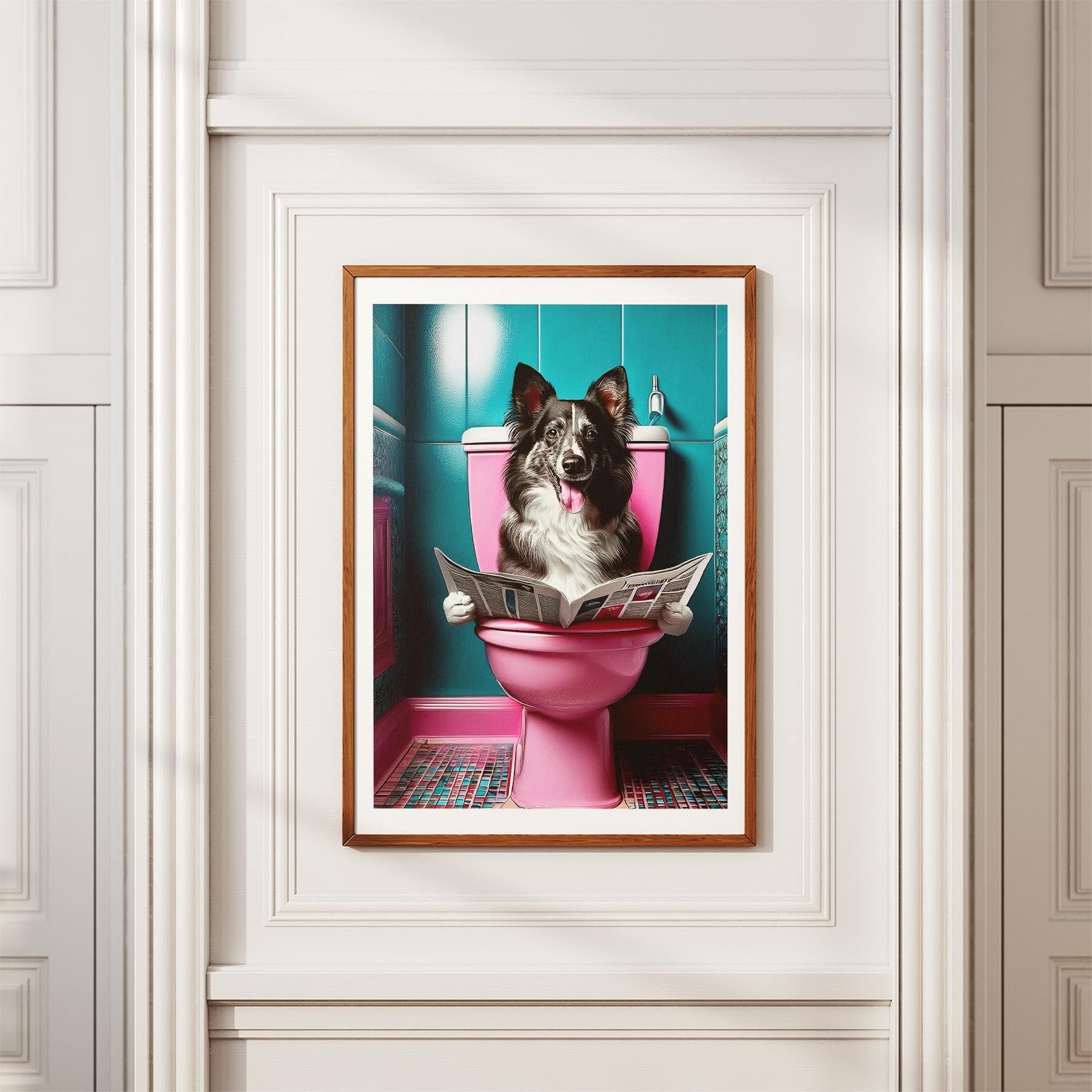 Shetland Sheepdog Toilet Dogs PInk and Turquise image 3