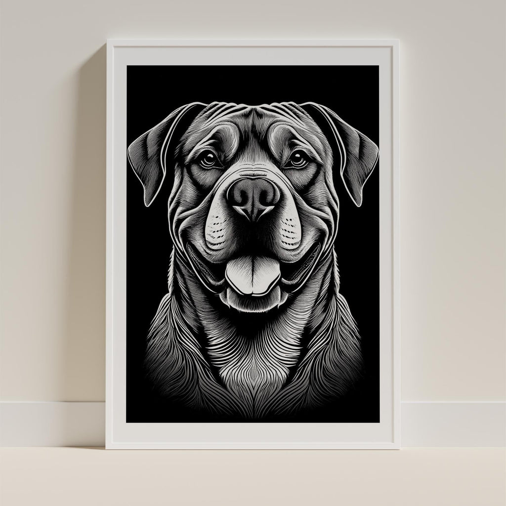 Dogue de Bordeaux Line Dog Series in Black and White image 9
