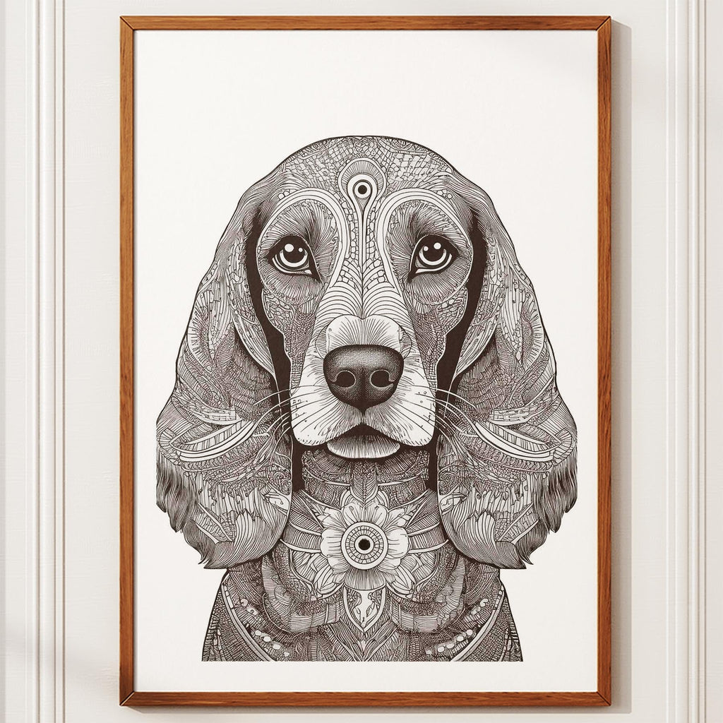 Cocker Spaniel Mandala Black and White Dog Series image 10