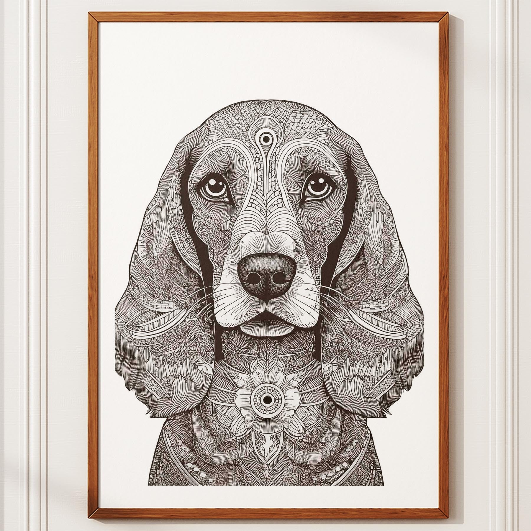 Cocker Spaniel Mandala Black and White Dog Series image 10