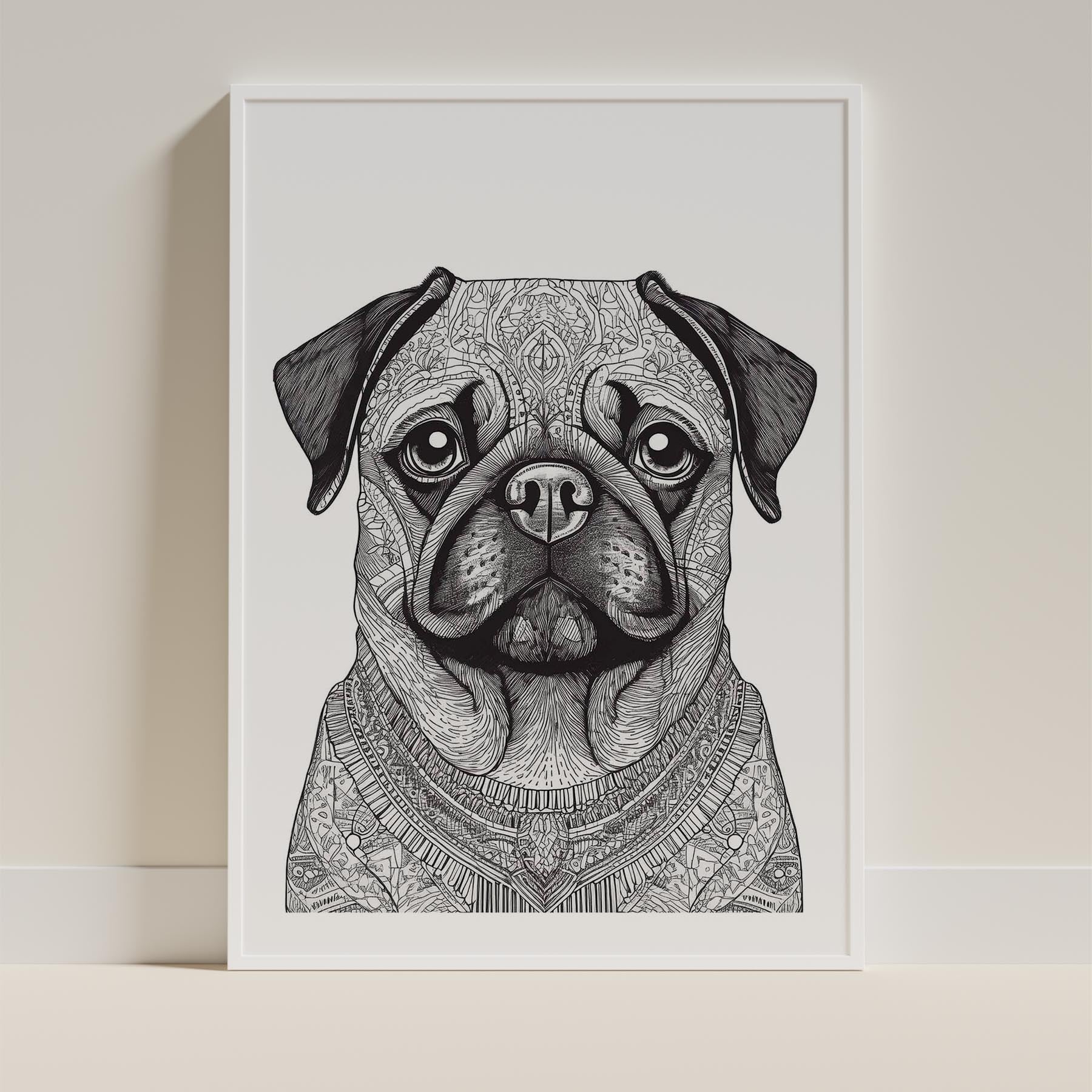 Pug Mandala Black and White Dog Series image 9