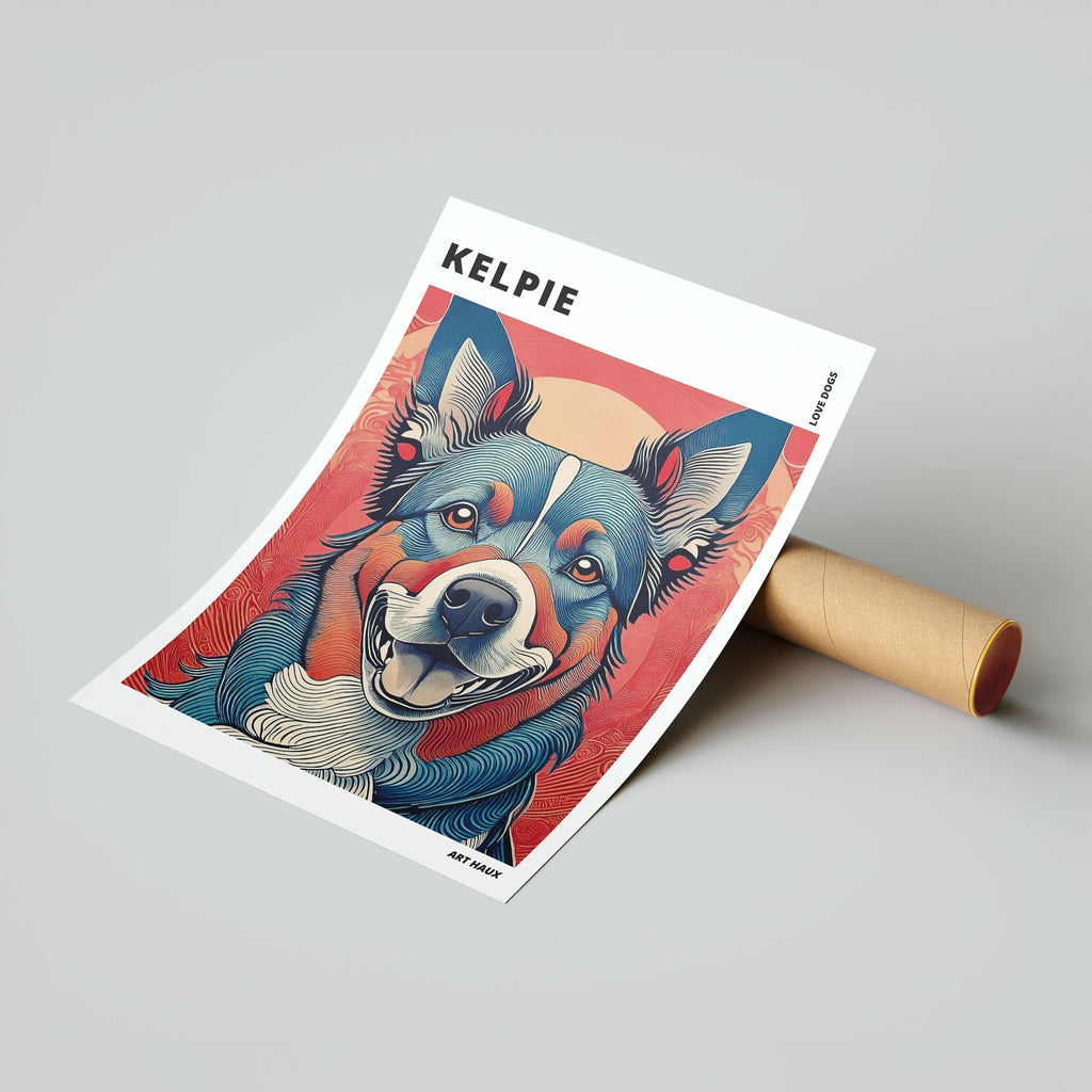 Kelpie Hokusai Japanese Inspired Dog Series with Text image 6
