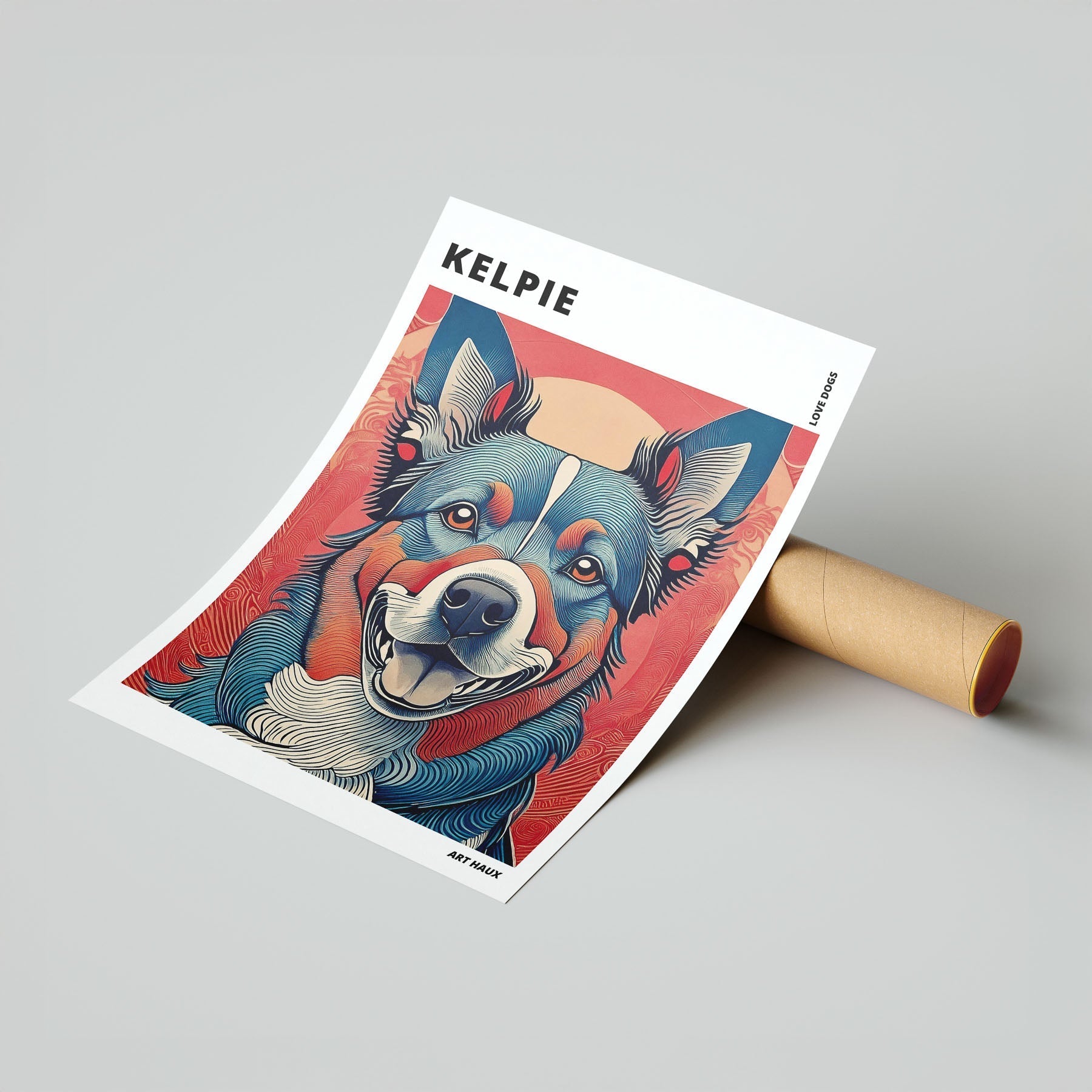 Kelpie Hokusai Japanese Inspired Dog Series with Text image 6