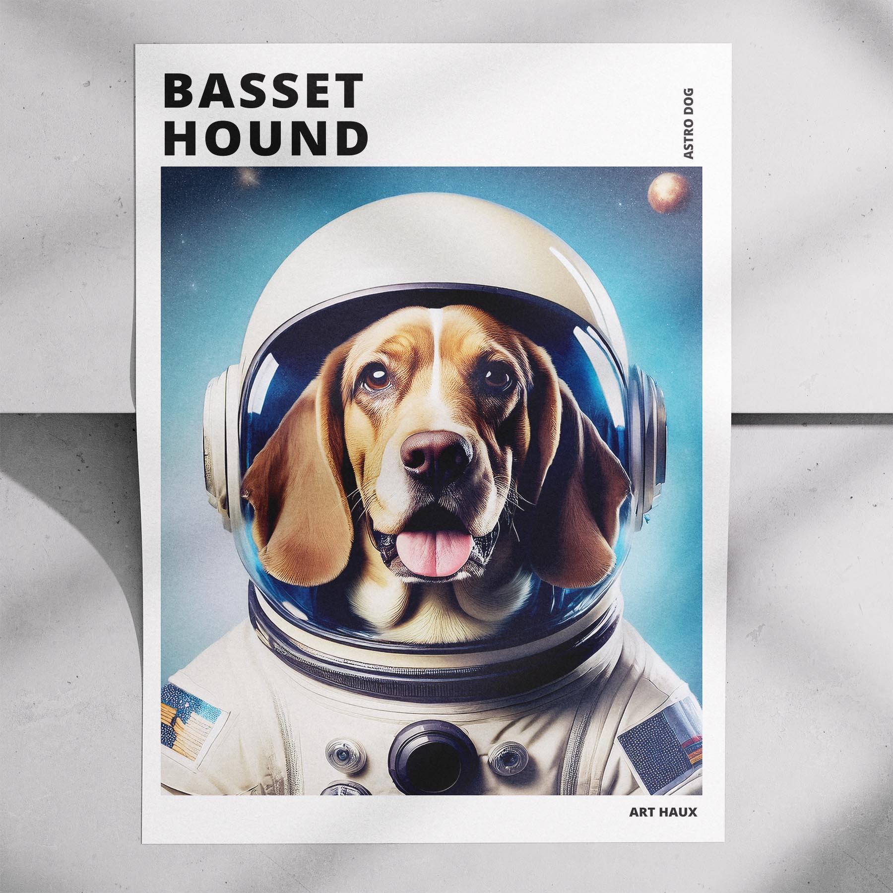 Basset Hound Astronaut Dog Series with Text Astro Dog image 7