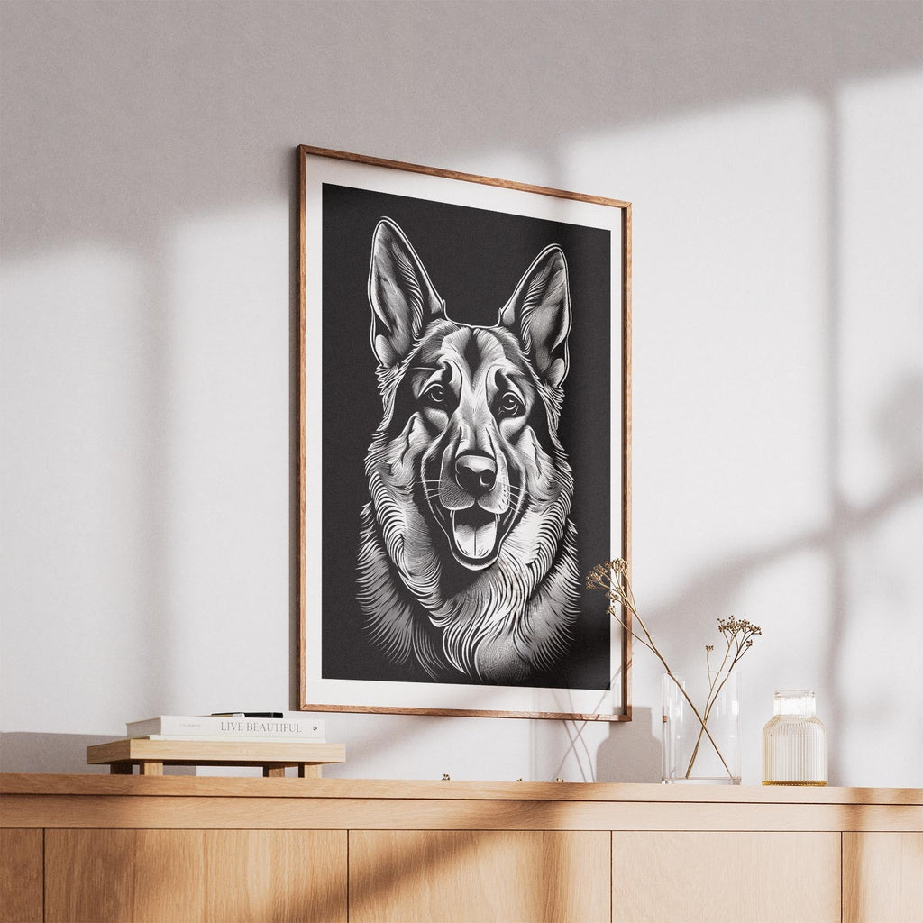German Shepherd Line Dog Series in Black and White image 5