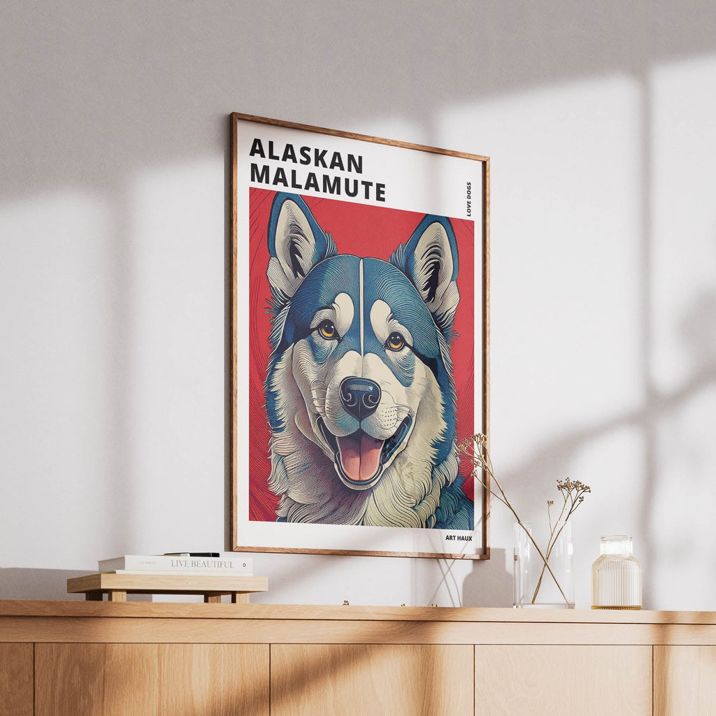 Alaskan Malamute Hokusai Japanese Inspired Dog Series with Text image 5